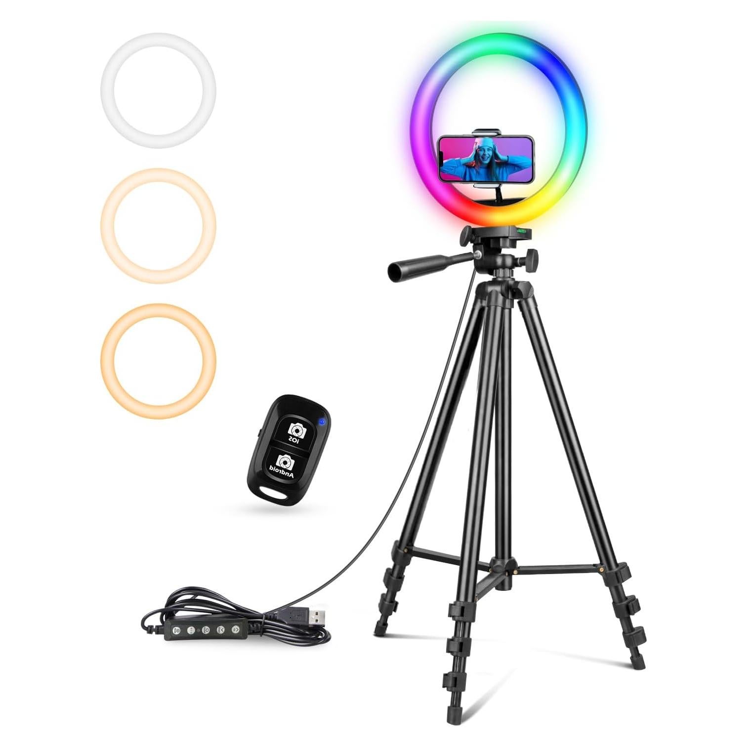 Luz de Anillo RGB UBeesize 30.48 cm con Tripod 127 cm