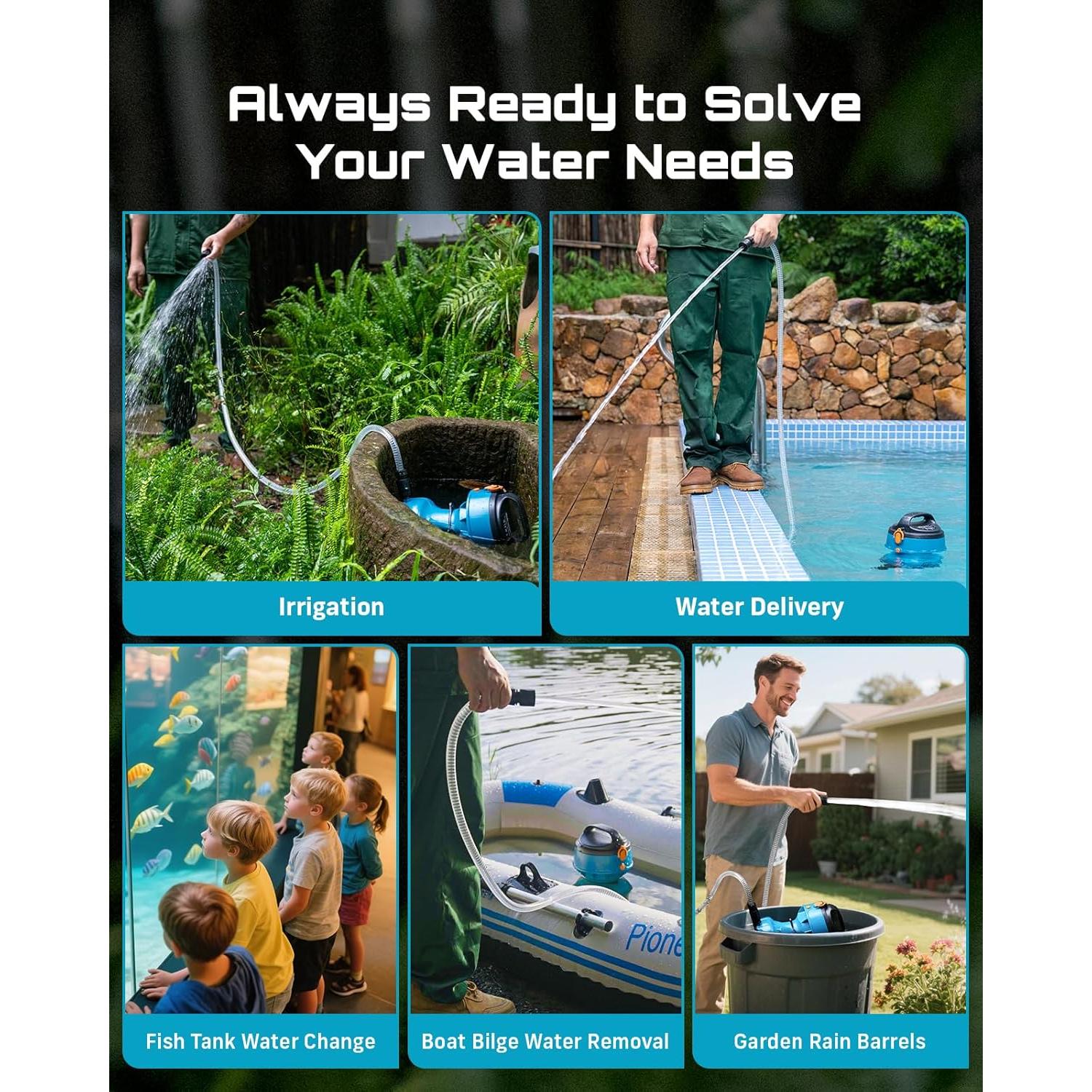 Bomba de Agua Flotante SEESII 720GPH 2 Baterías 4000mAh