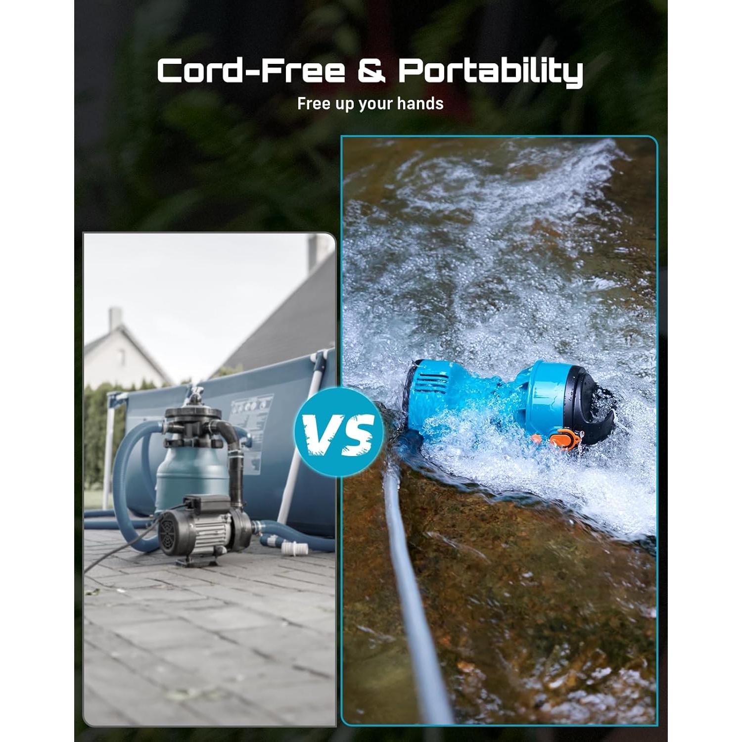 Bomba de Agua Flotante SEESII 720GPH 2 Baterías 4000mAh