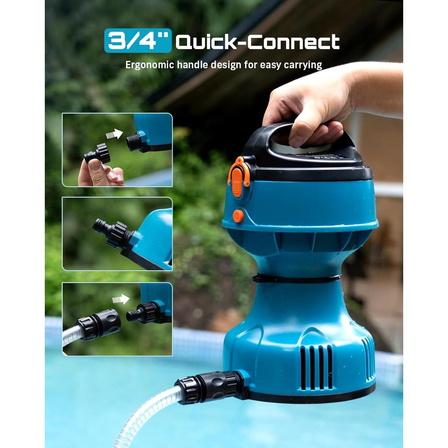 Bomba de Agua Flotante SEESII 720GPH 2 Baterías 4000mAh