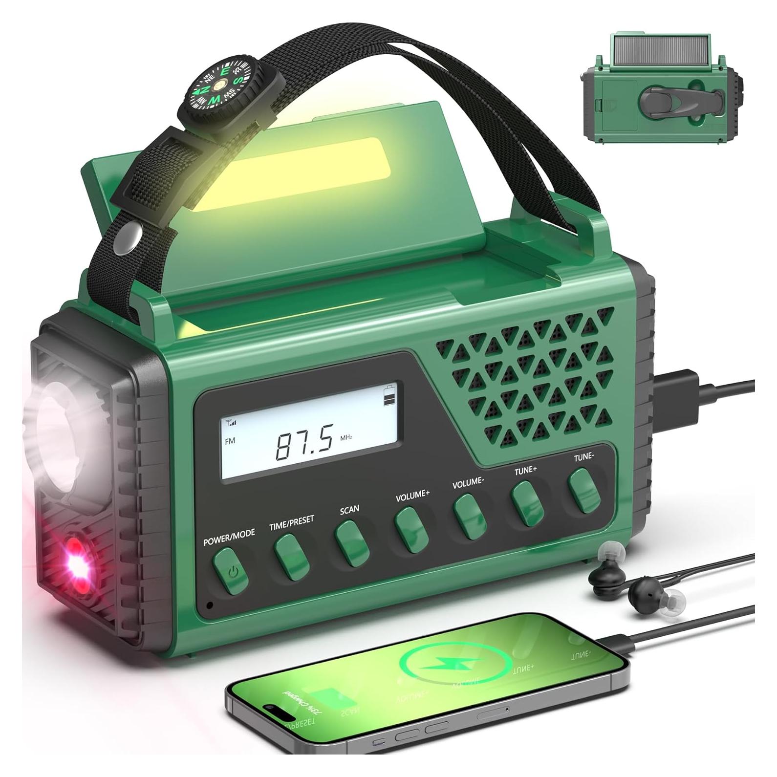 Radio Meteorológica Portátil DexScout Verde 10000mAh Solar