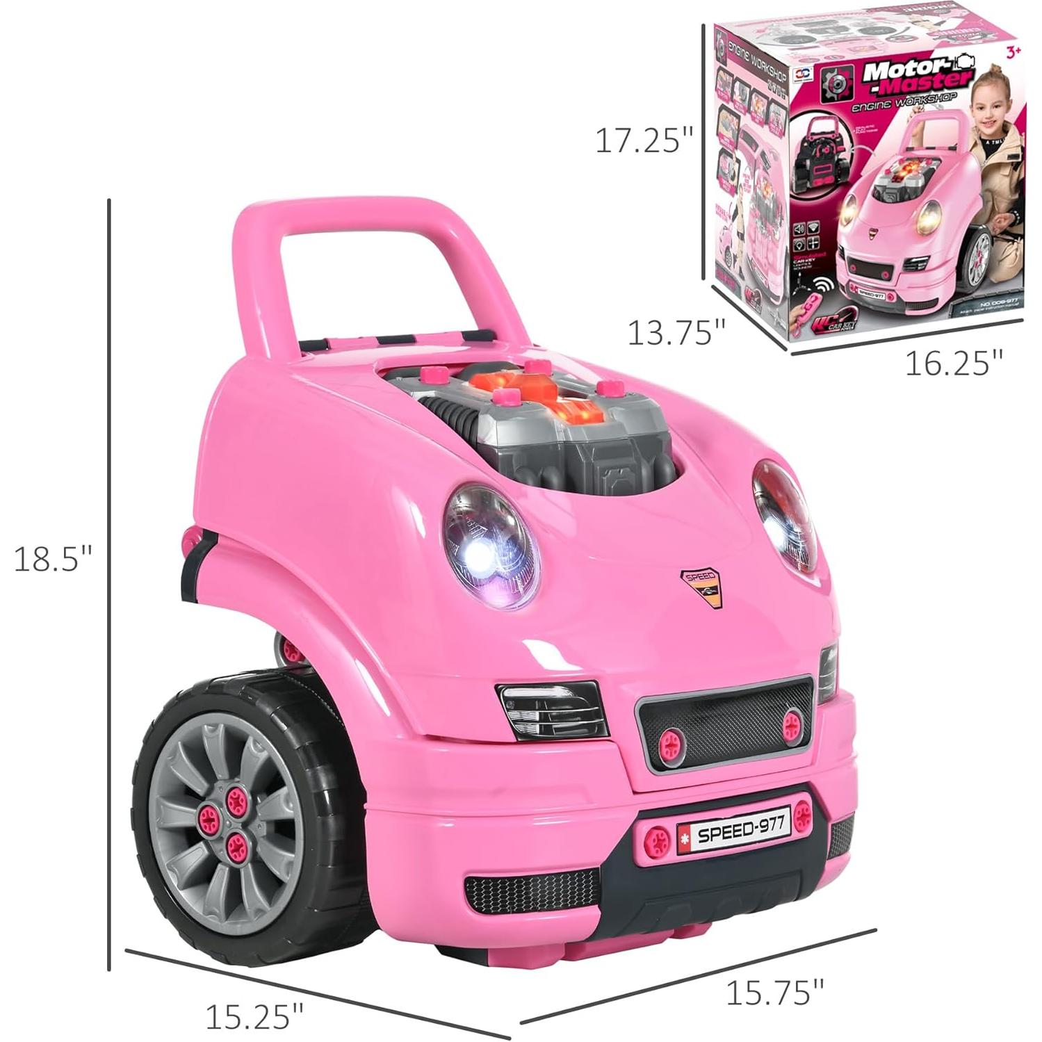 Juguete de Motor de Camión Qaba Rosa 61 Piezas para Niños