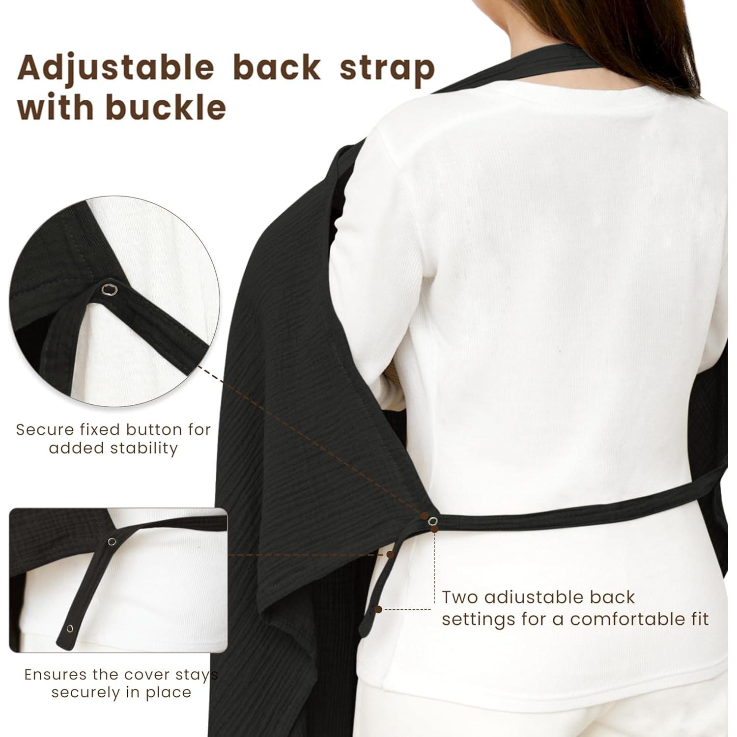 Cubierta de Lactancia Konssy 100% Algodón Transpirable Negro