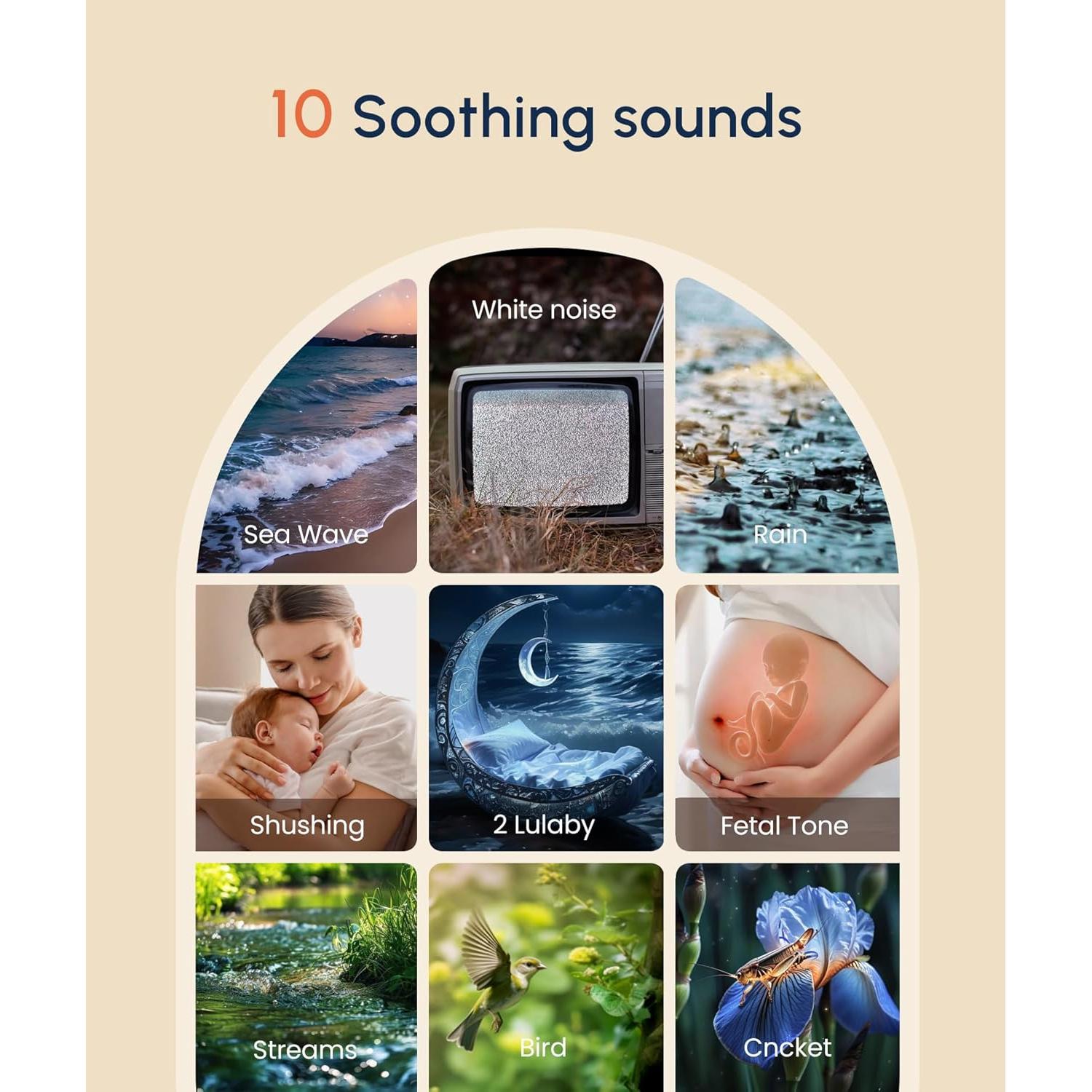 Mini Máquina de Sonido para Dormir TCNOLL LT010, 10 Sonidos