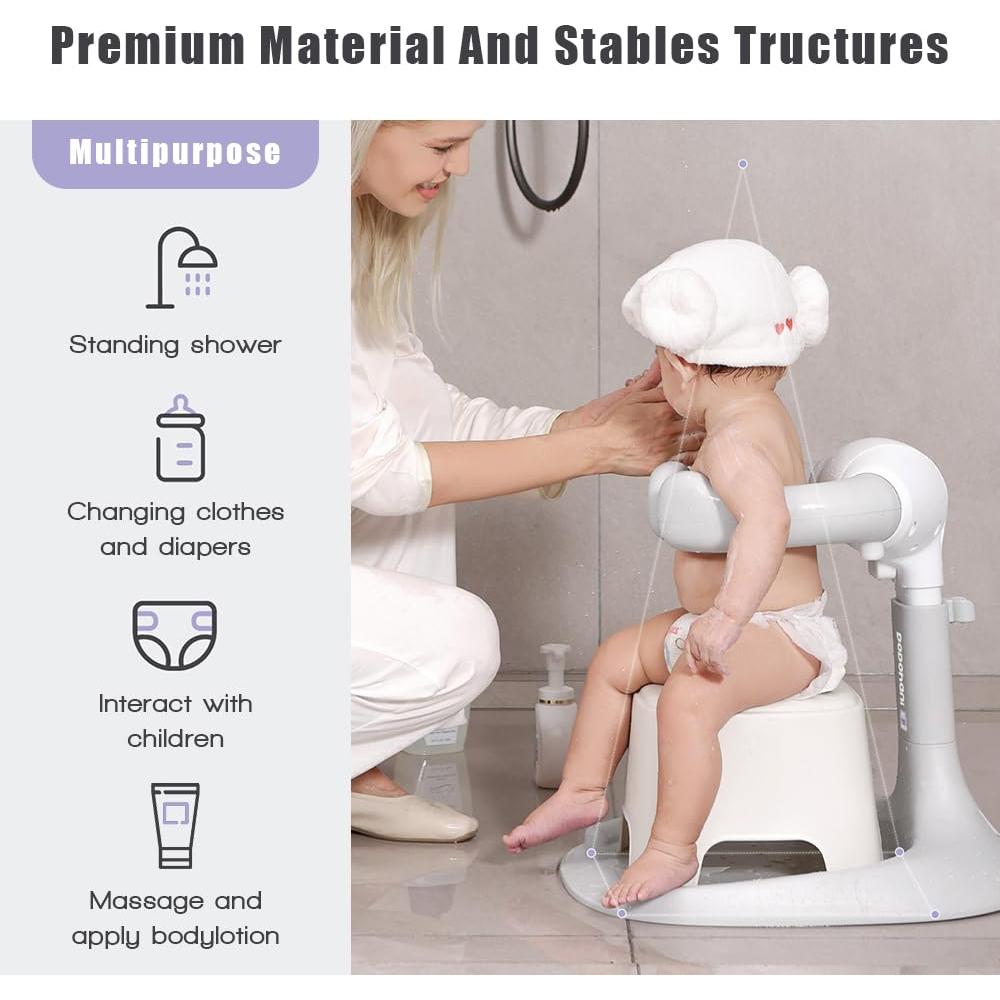 Soporte para Ducha de Bebé Gris 2025 Ajustable Antideslizante