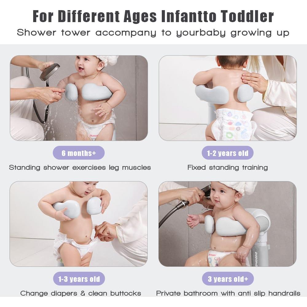 Soporte para Ducha de Bebé Gris 2025 Ajustable Antideslizante