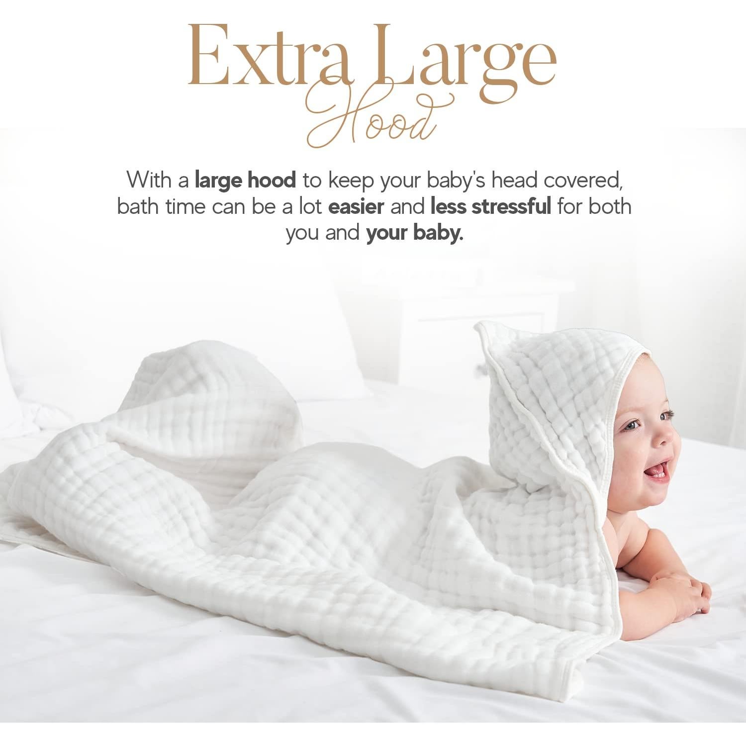 Toalla con Capucha de Muselina HardNok 81x81cm 100% Algodón