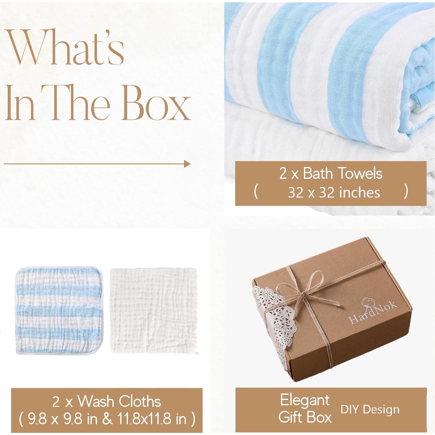 Toalla con Capucha de Muselina HardNok 81x81cm 100% Algodón