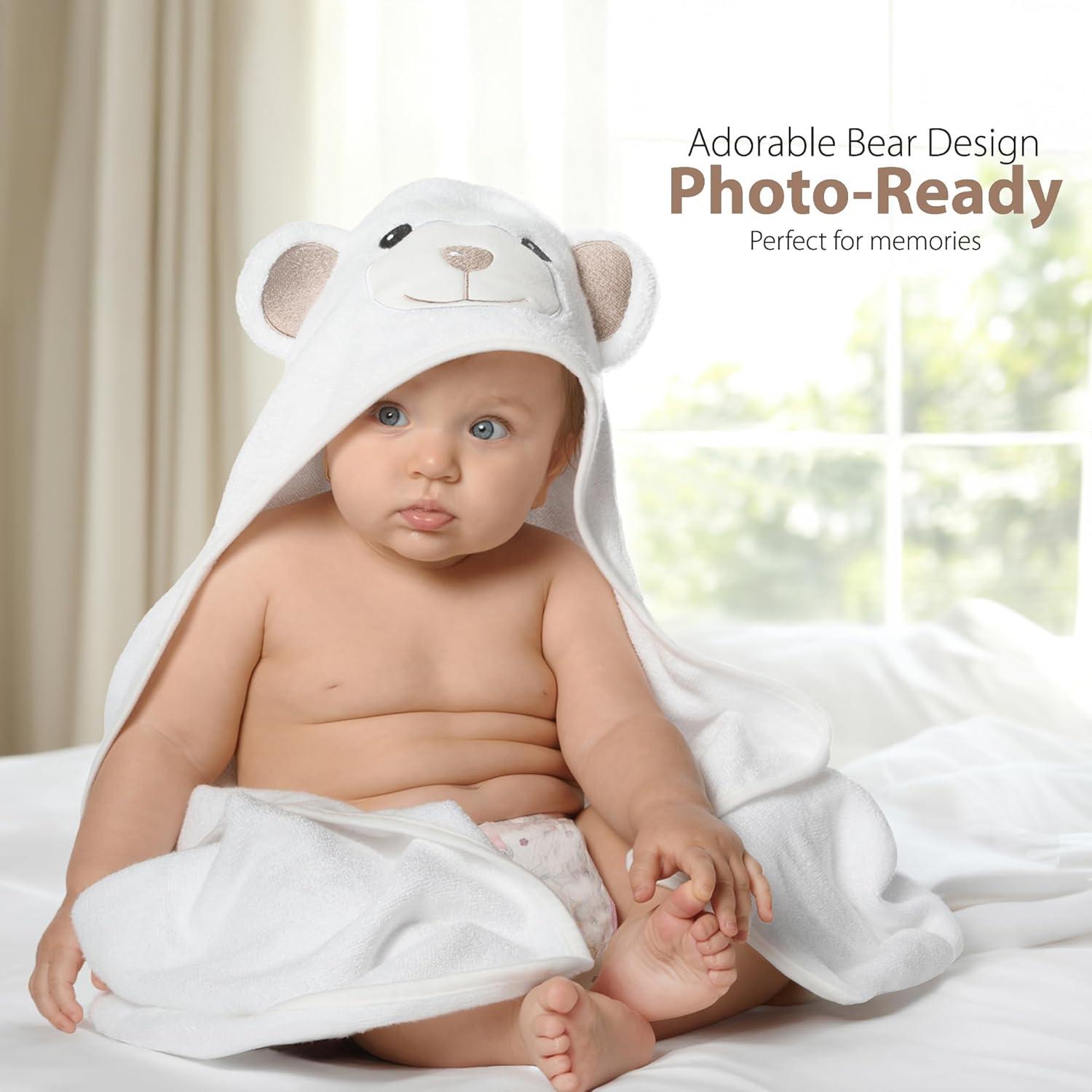 Toalla de Baño con Capucha MINIBOO Oso 88.9x88.9cm Suave