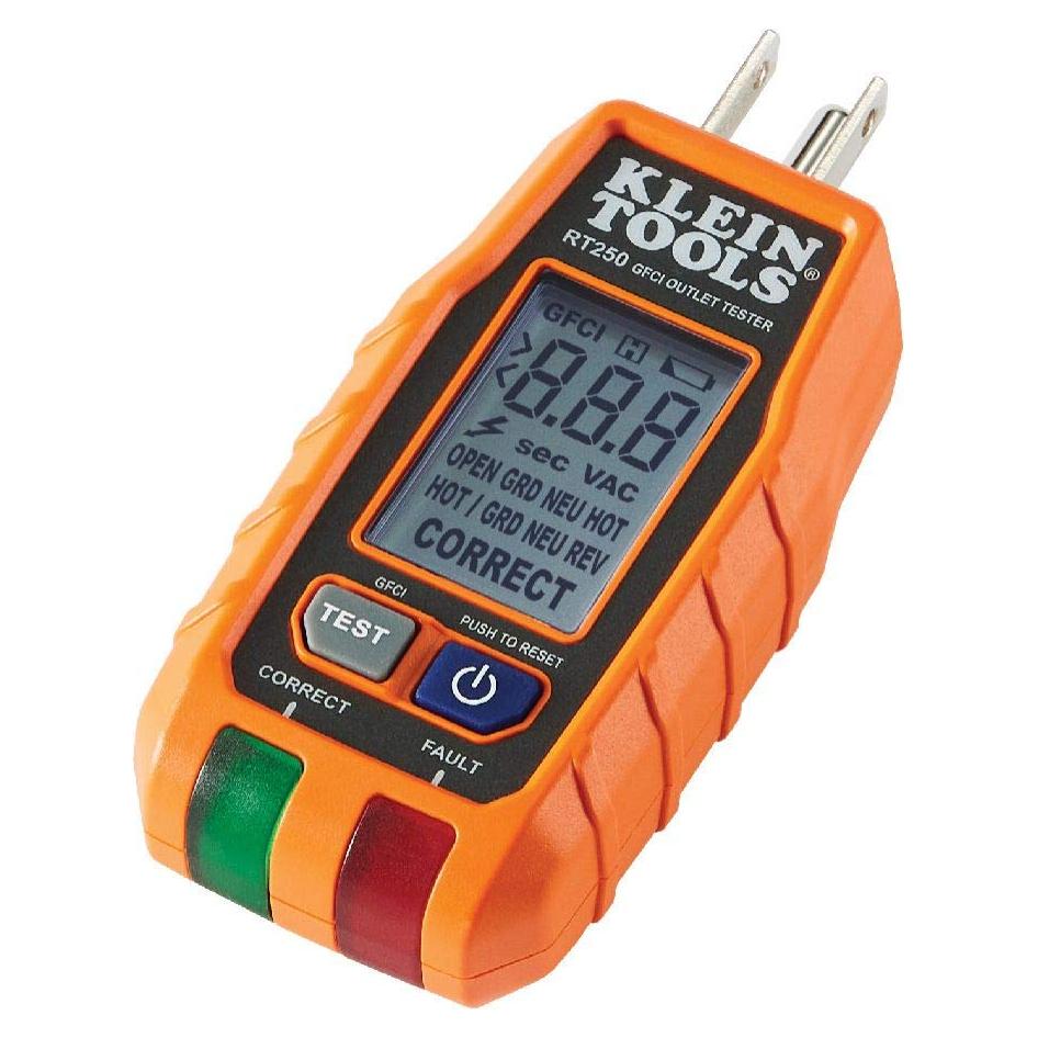 Probador GFCI Klein Tools RT250 con Pantalla LCD 120V