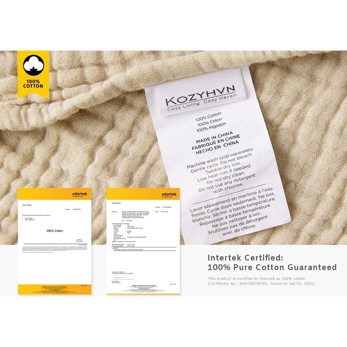 Manta de Muselina 100% Algodón Kozyhvn 127x178cm Beige