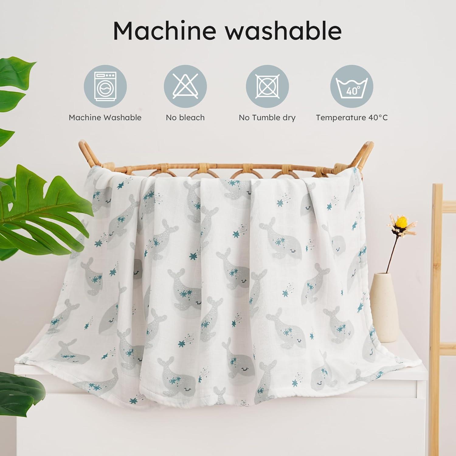 Yoofoss Muslin Swaddle Blankets, 4-Pack Receiving Blankets for Baby Boys and Girls, 47 x 47 Inches Baby Swaddle Neutral Wrap 70% Rayon from Bamboo and 30% Organic Cotton