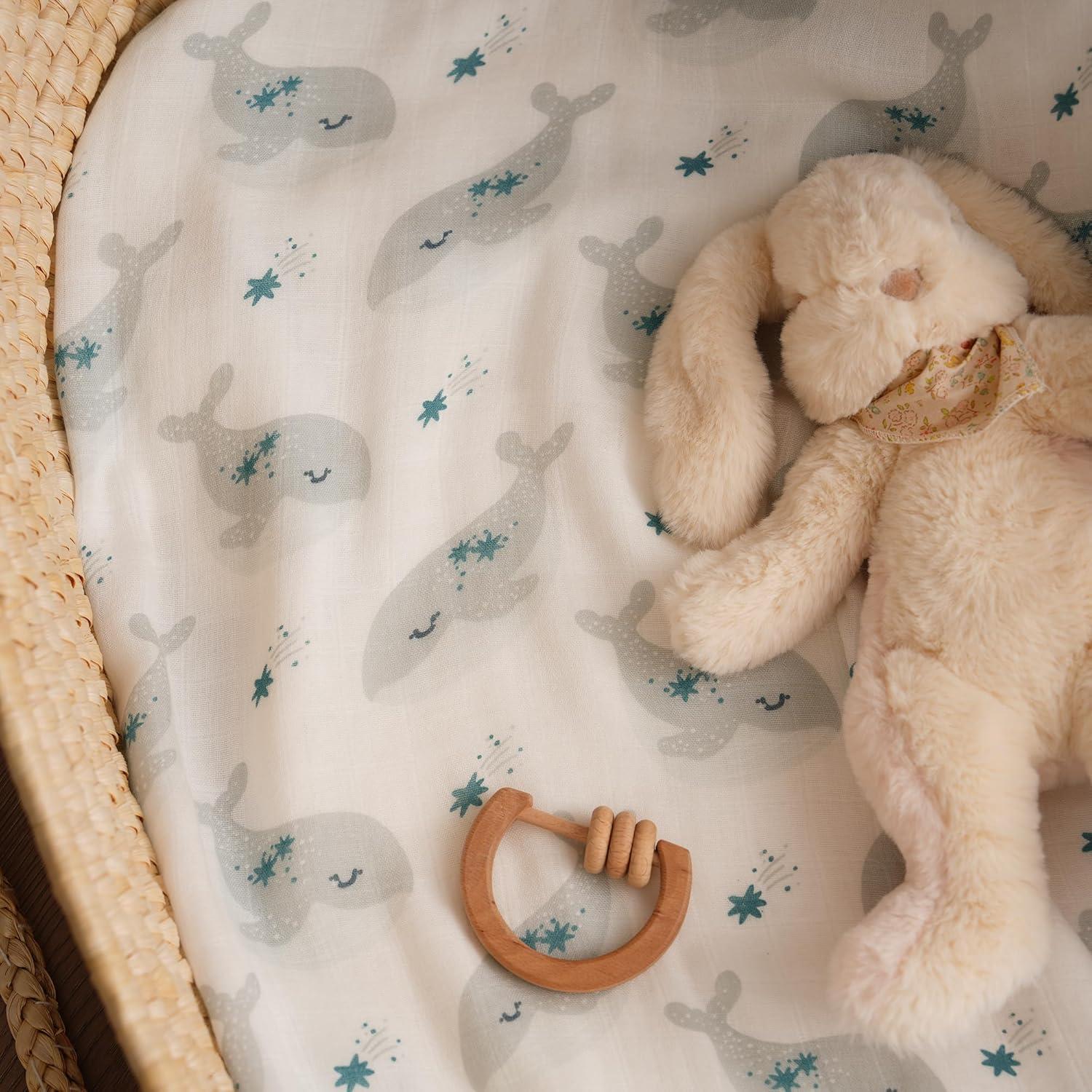 Yoofoss Muslin Swaddle Blankets, 4-Pack Receiving Blankets for Baby Boys and Girls, 47 x 47 Inches Baby Swaddle Neutral Wrap 70% Rayon from Bamboo and 30% Organic Cotton