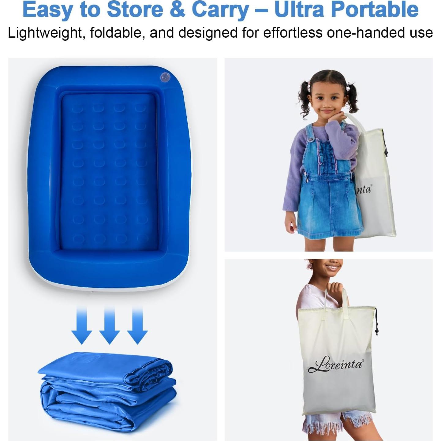 Cama de viaje inflable LOREINTA para niños pequeños - 170x130cm