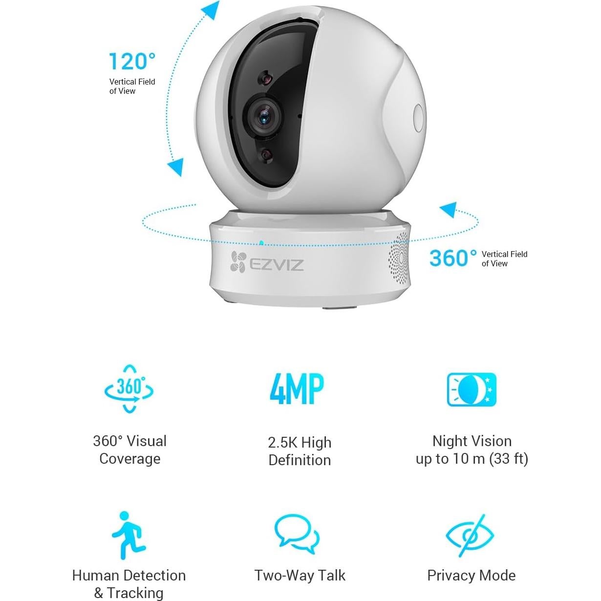 Cámara de Seguridad Wi-Fi EZVIZ C6CN 4MP Interior 360°