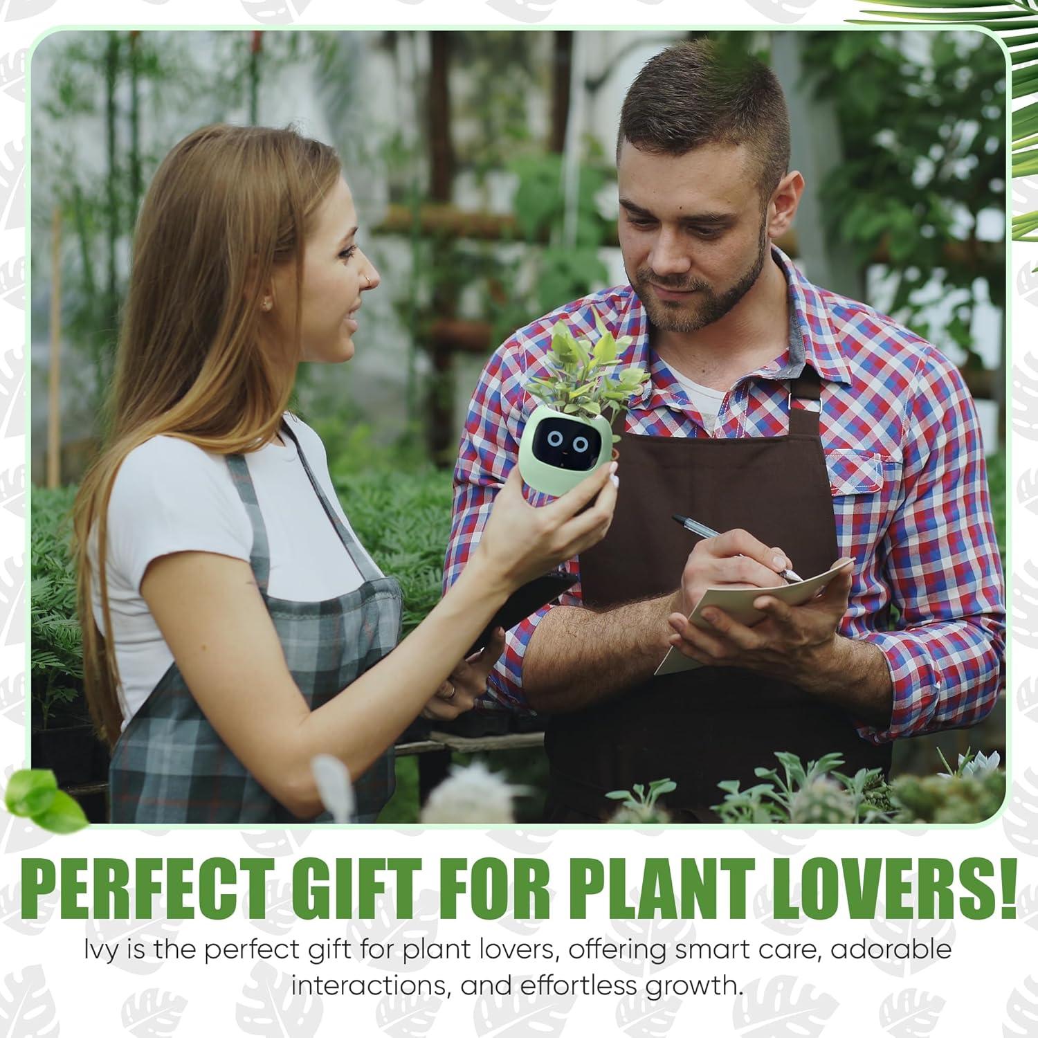 Maceta Inteligente Vibezy AI - Interactiva, Autoriego, Blanca