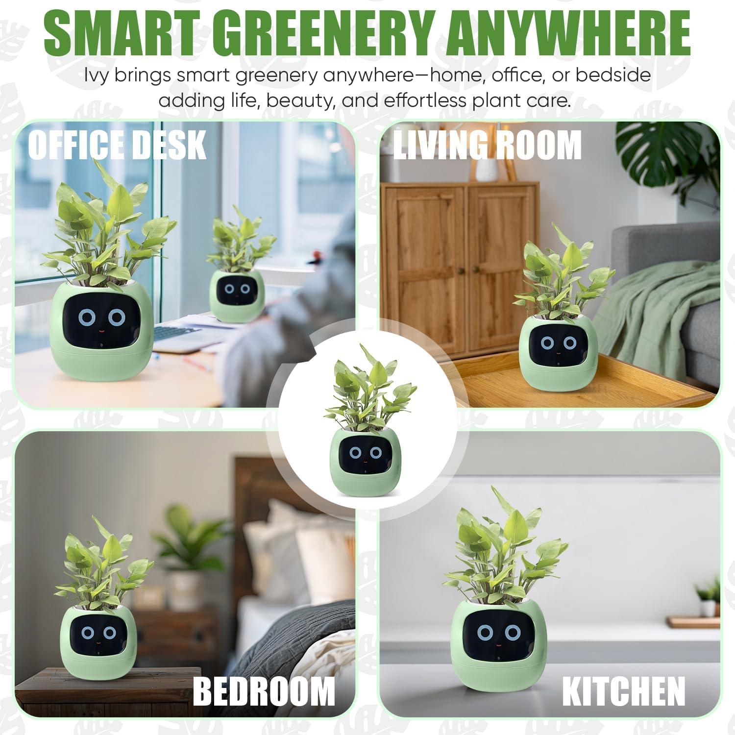 Maceta Inteligente Vibezy AI - Interactiva, Autoriego, Blanca