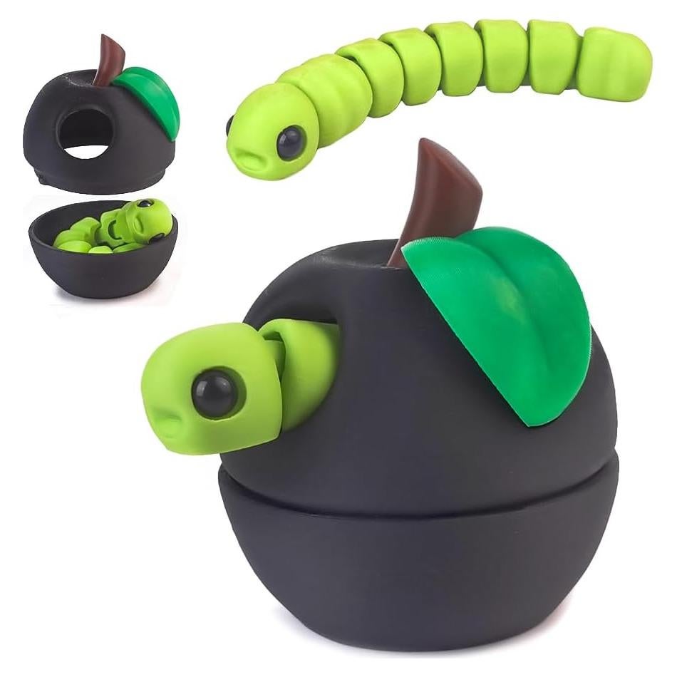 Juguete Educativo STEM Manzana 3D con Gusano WUQIREN Negro