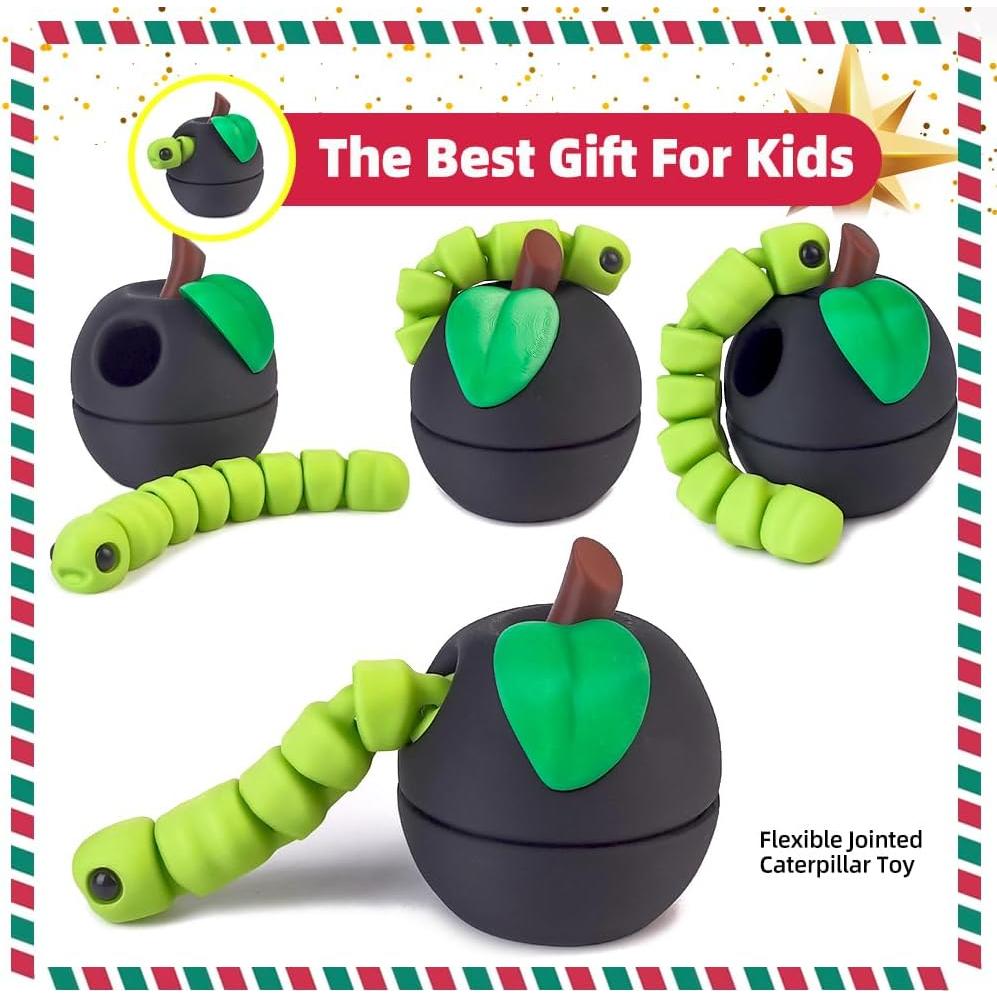 Juguete Educativo STEM Manzana 3D con Gusano WUQIREN Negro