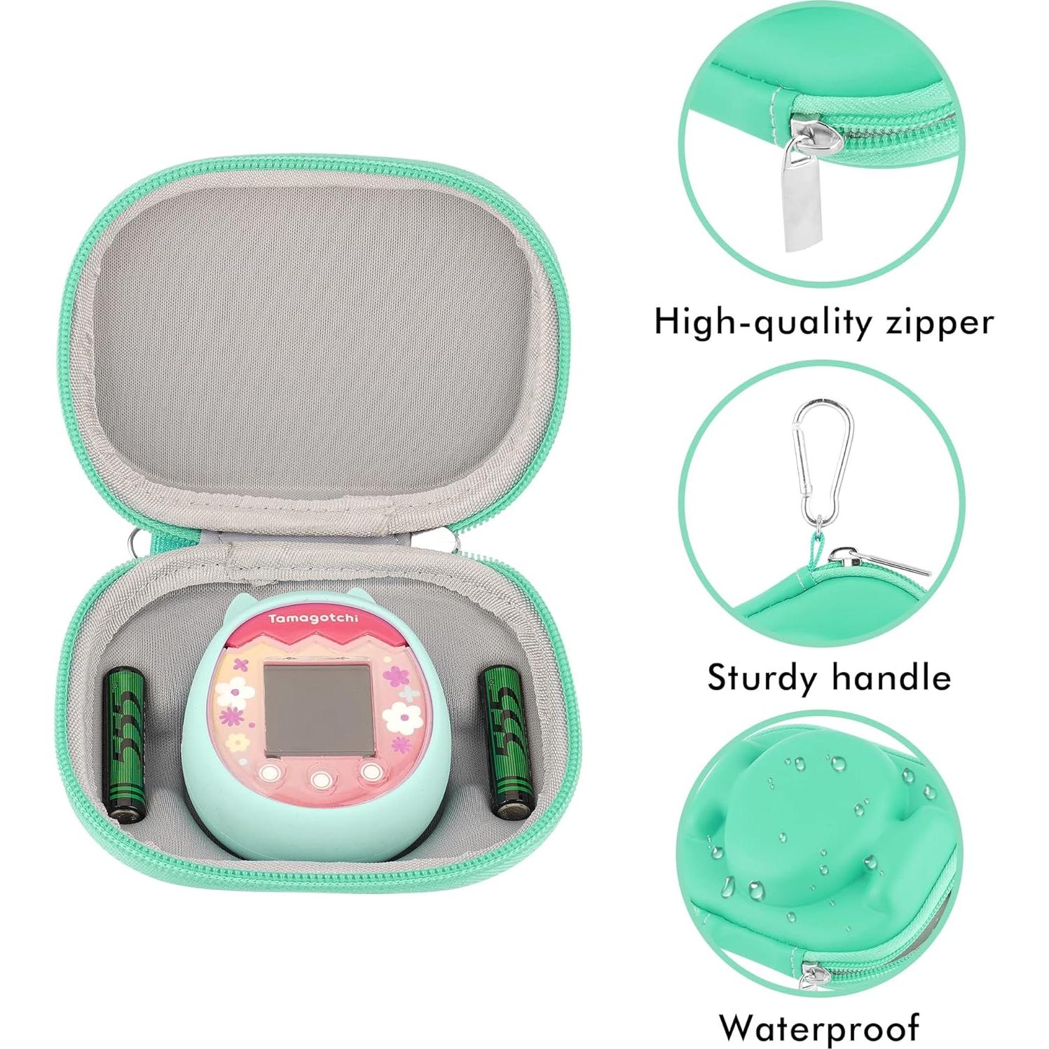 Funda de Silicona y Almacenamiento EVA para Tamagotchi Pix - Verde