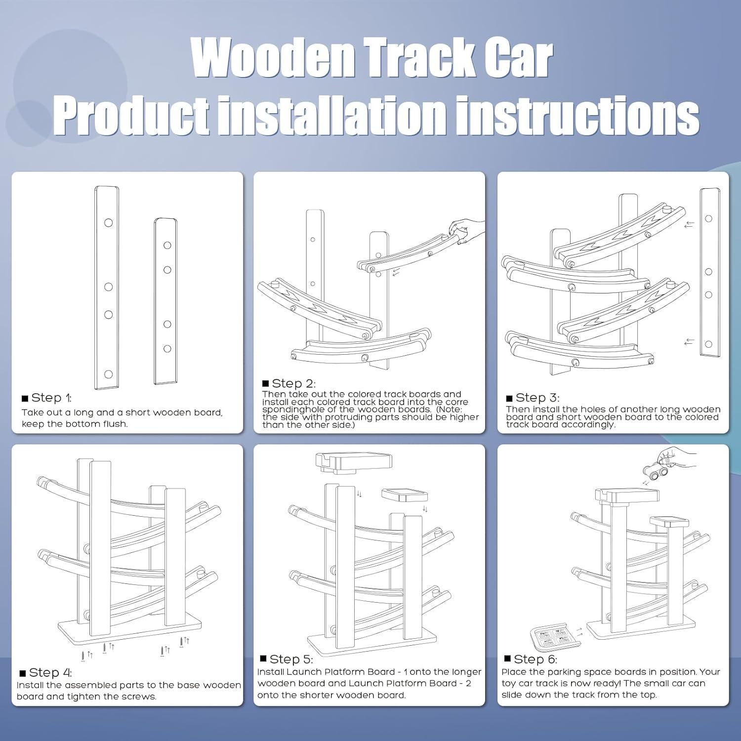 Rampa de Coches de Madera Ranqibo con 4 Coches Mini - Juguete Educativo