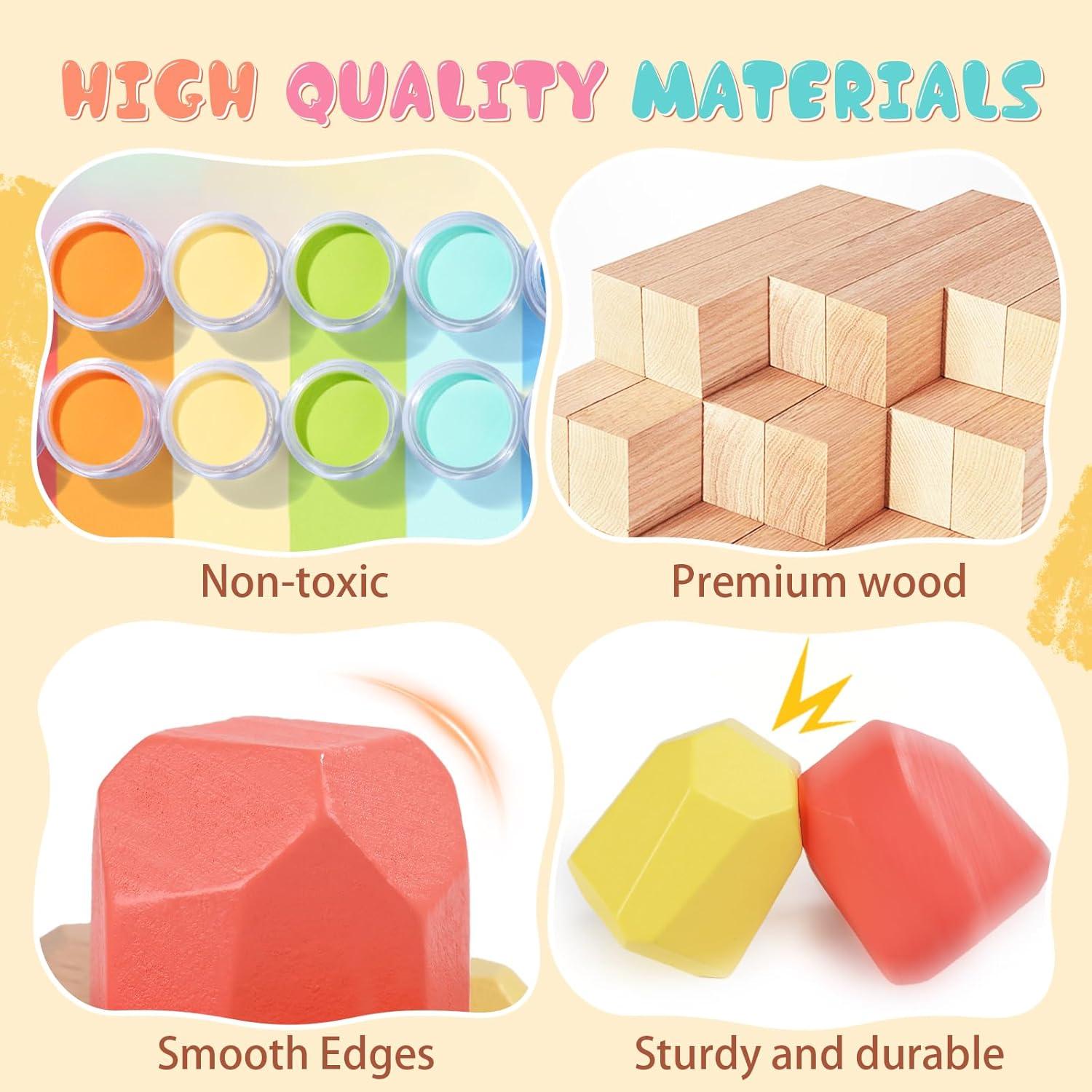 36 PCS Bloques de Construcción de Madera MTTIERY para Niños 3-5 Años