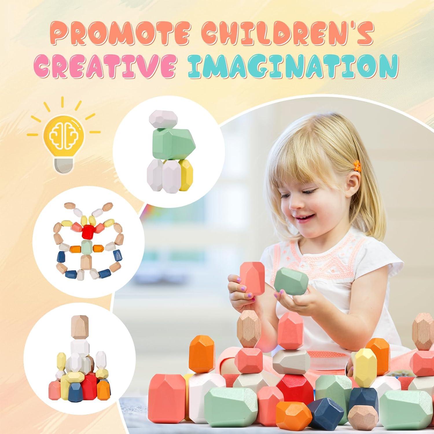 36 PCS Bloques de Construcción de Madera MTTIERY para Niños 3-5 Años