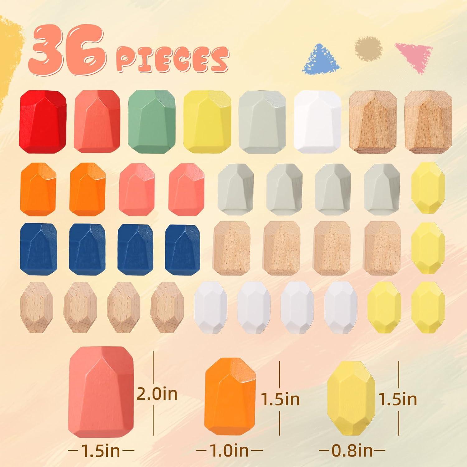 36 PCS Bloques de Construcción de Madera MTTIERY para Niños 3-5 Años