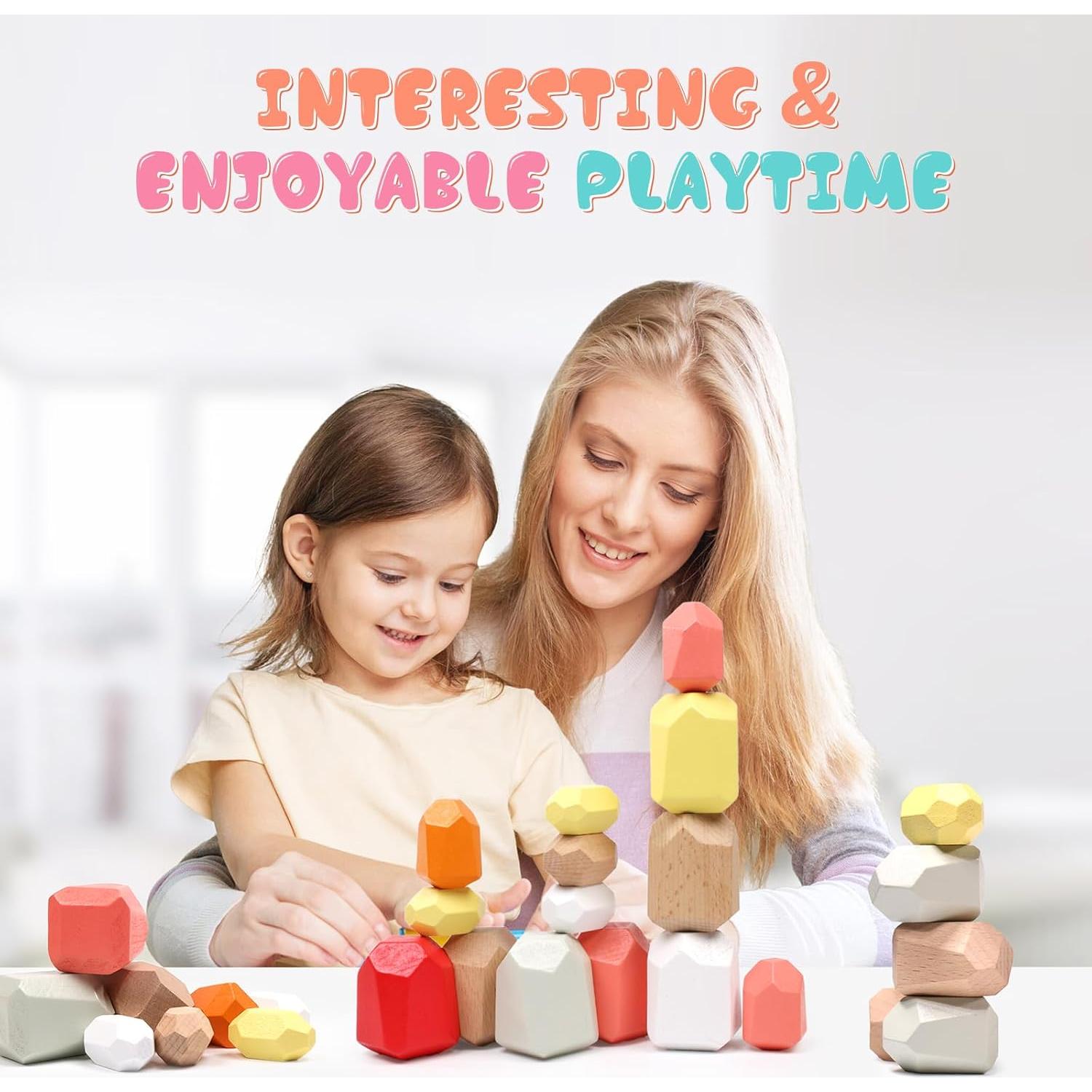 36 PCS Bloques de Construcción de Madera MTTIERY para Niños 3-5 Años