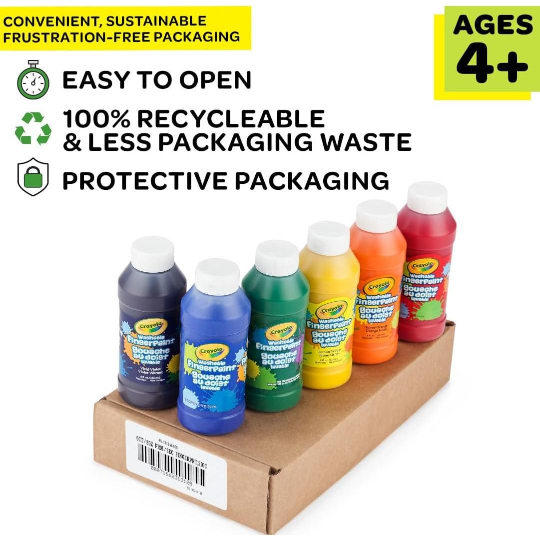 Set de Pinturas de Dedos Lavables Crayola 6 Colores 240 ml