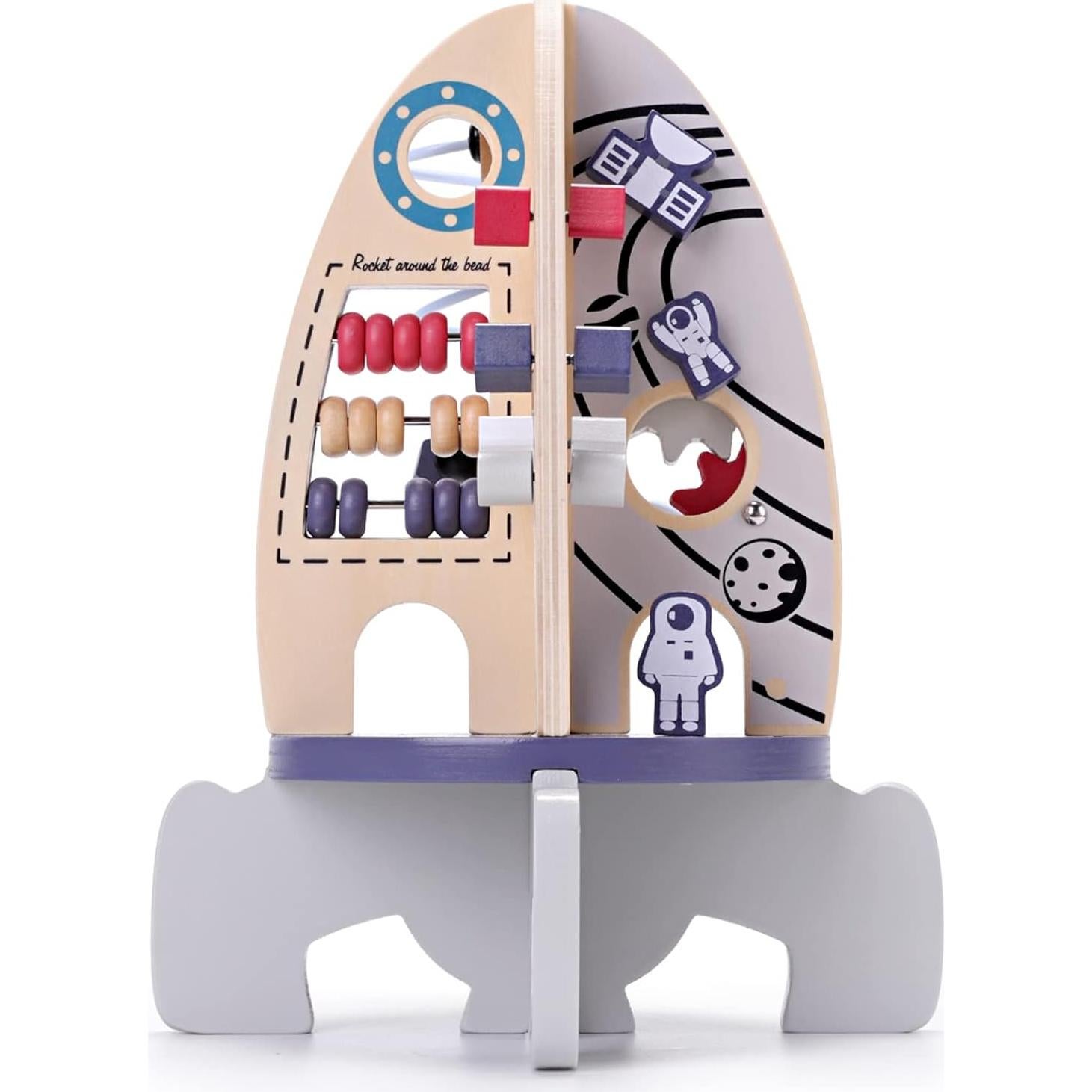 Cubo de Actividades de Madera Wdmiya Cohete 4 en 1 para Bebés