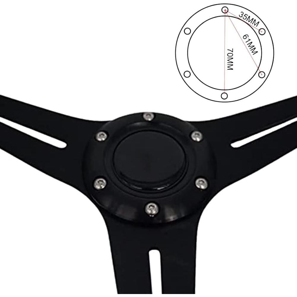 Volante de Carreras YEHICY 350mm Aluminio Negro con Claxon