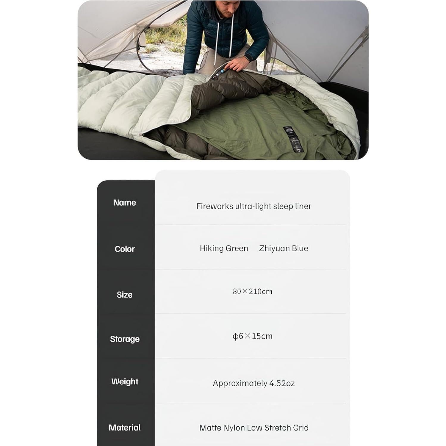 Funda de Saco de Dormir Ultraligera Windhike 127g 210x80cm