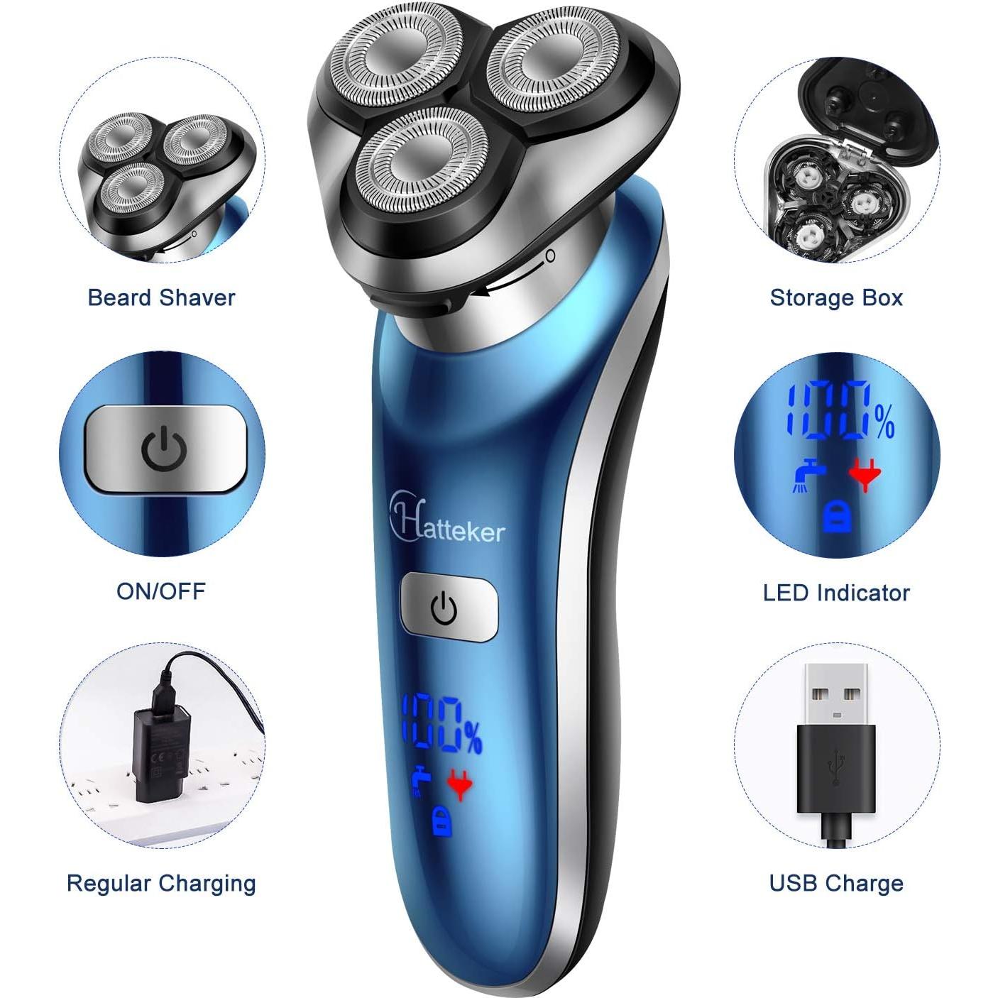 Afeitadora Eléctrica Hatteker RSCX-9608 4 en 1 Impermeable