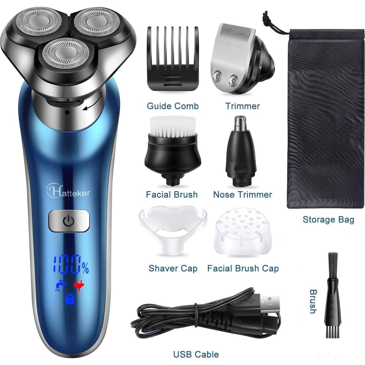 Afeitadora Eléctrica Hatteker RSCX-9608 4 en 1 Impermeable