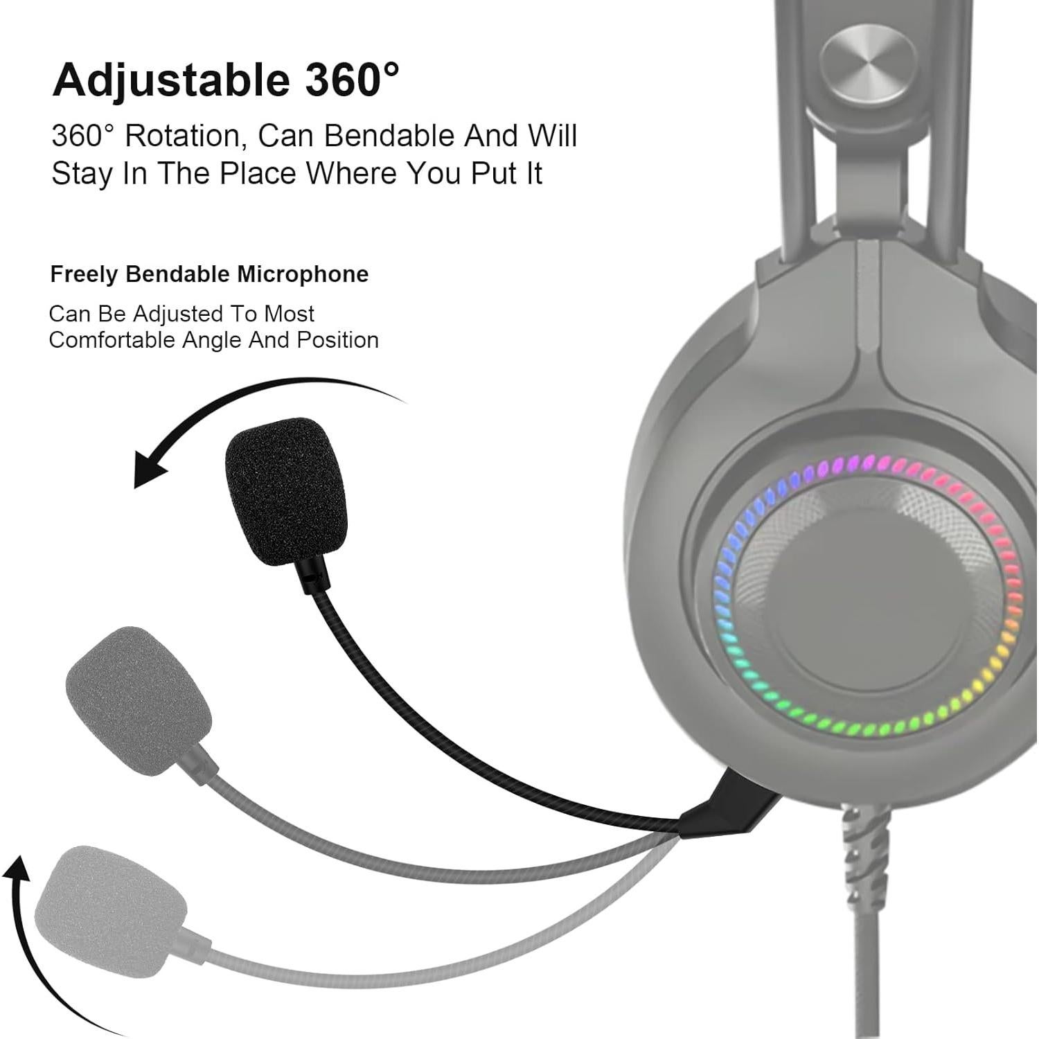 Replacement Cloud 2 Mic Boom for 1st Version Kingston HyperX Cloud Core Cloud Pro CloudX Wire Gaming Headsets, 3.5mm Detachable Slanted End Microphone (Slanted End Mic)