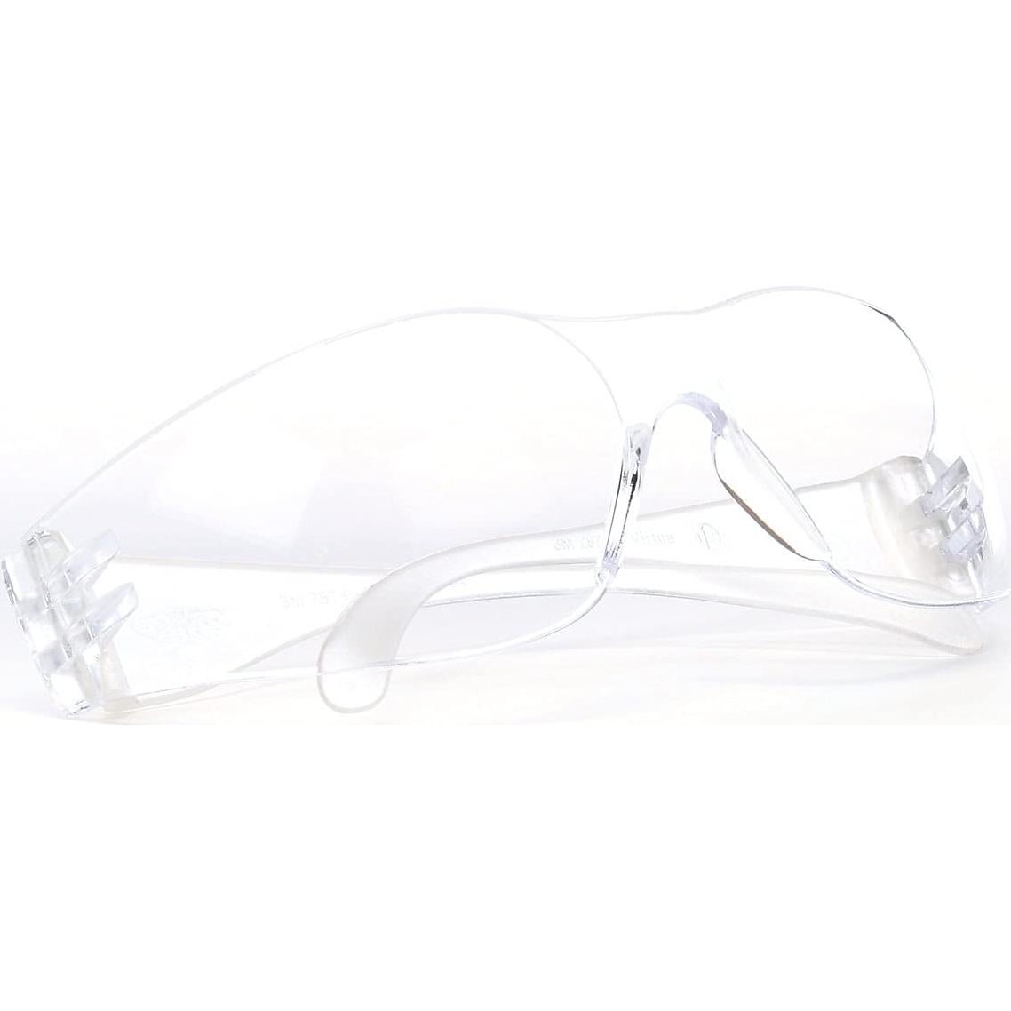 3M Safety Glasses, Virtua, 1 Pair, ANSI Z87, Clear Hard Coat Lens, Clear Frame, Economical Eyewear Protection, Lightweight, Wraparound Coverage, UVA, UVB, UVC