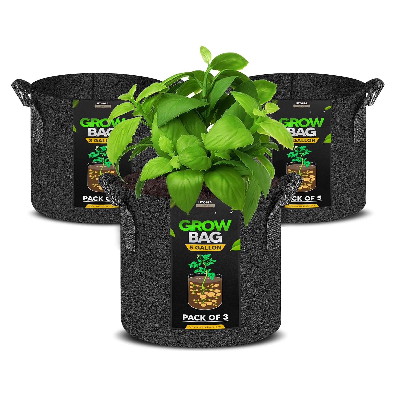 Bolsas de Cultivo Utopia Home 19L Pack de 3 Tela Transpirable