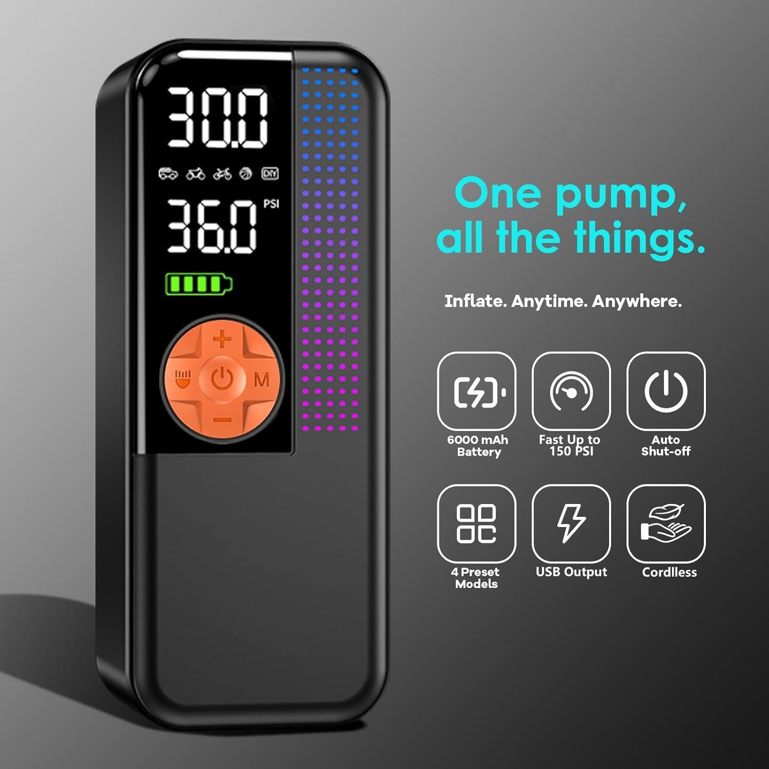 Compresor de Aire Portátil WEOLULI Y33 6000mAh 12V 24L/min