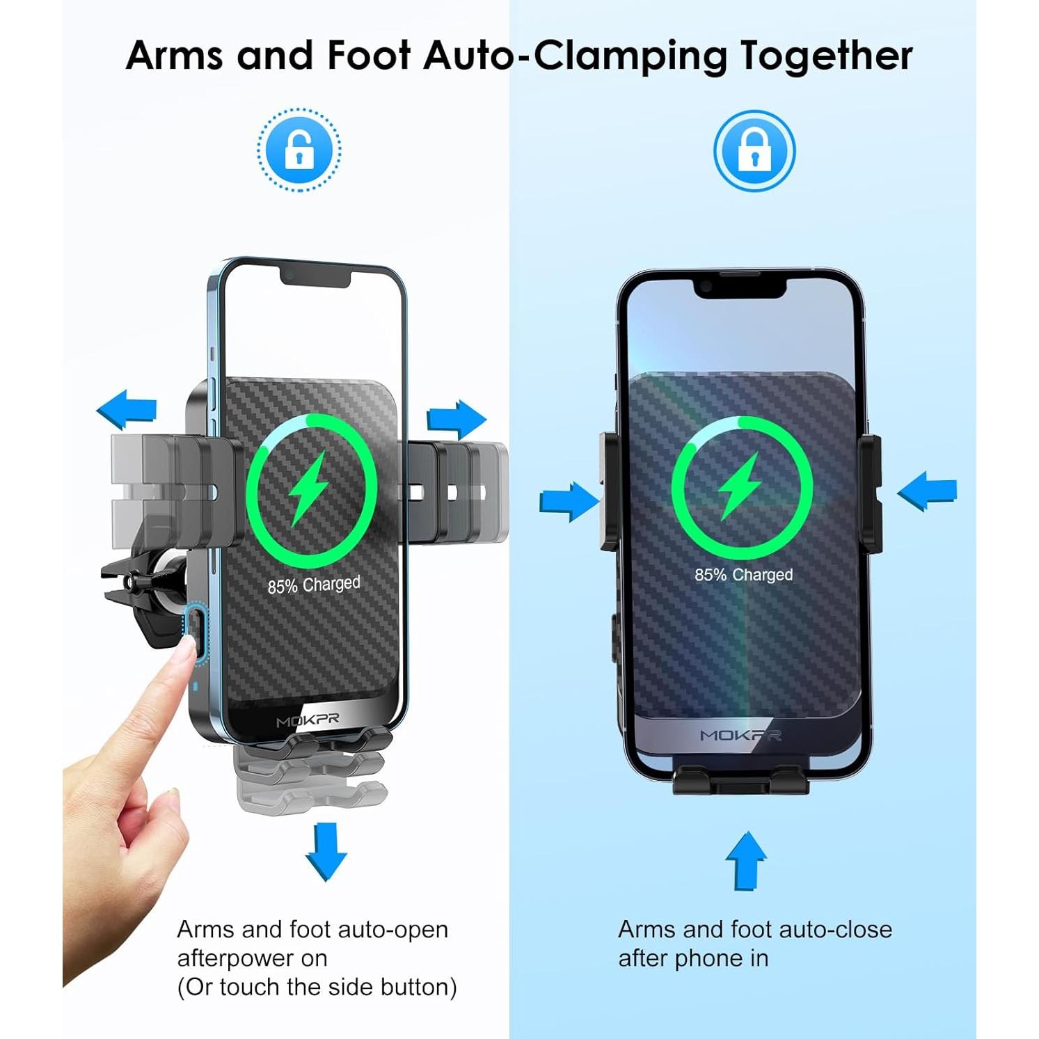 Cargador Inalámbrico para Auto MOKPR 15W Soporte Teléfono