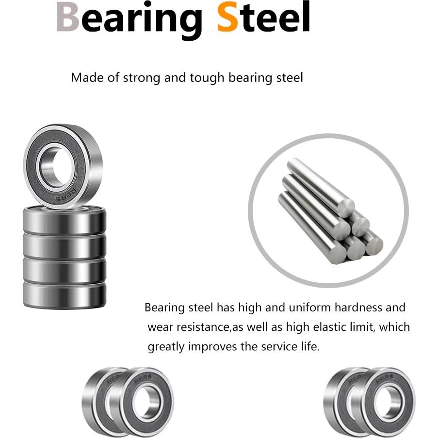 Rodamientos de Bolas R8-2RS QINDA 12.7x28.6x7.9mm 4 pcs