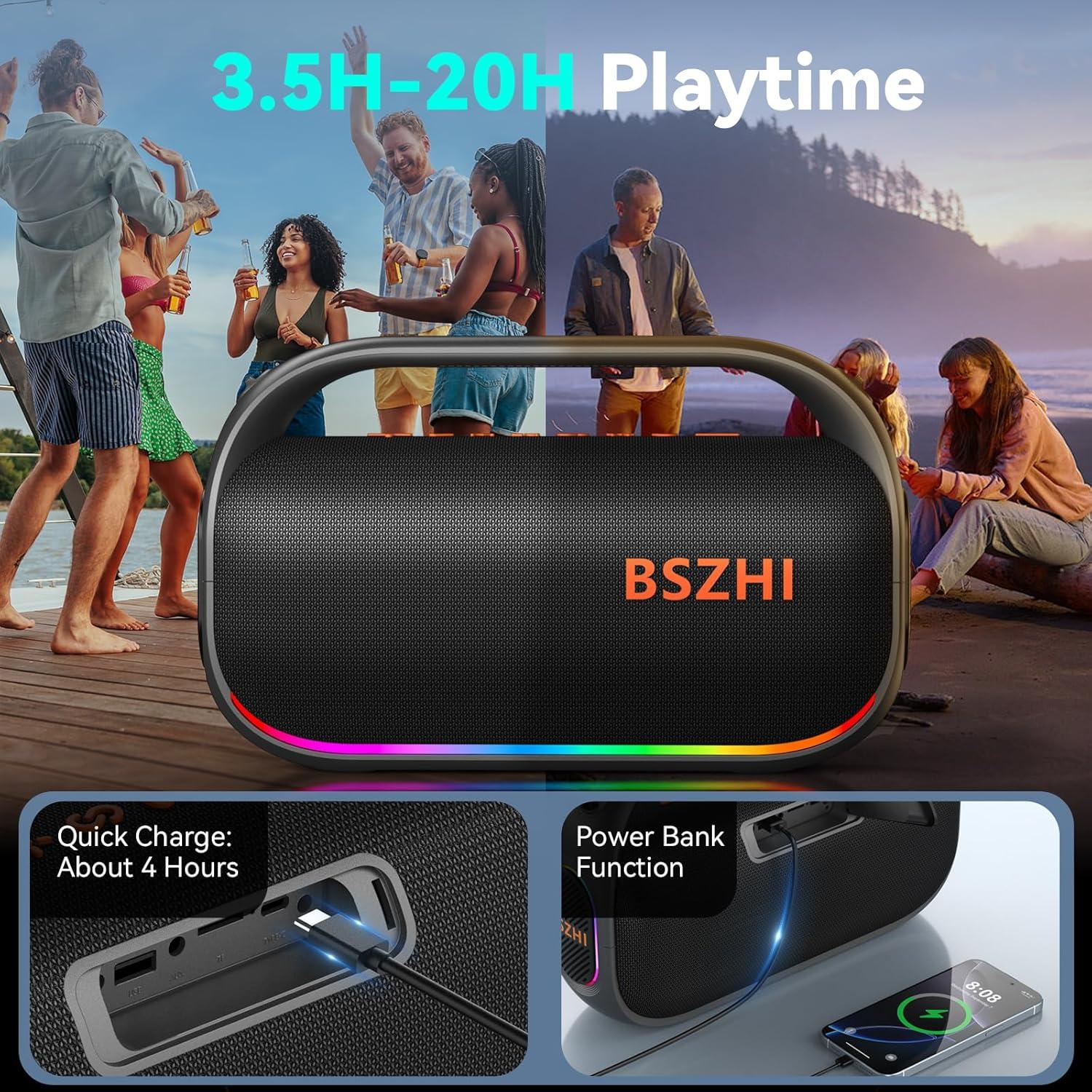 Altavoz Bluetooth Portátil BSZHI A62 80W IPX6 TWS USB AUX