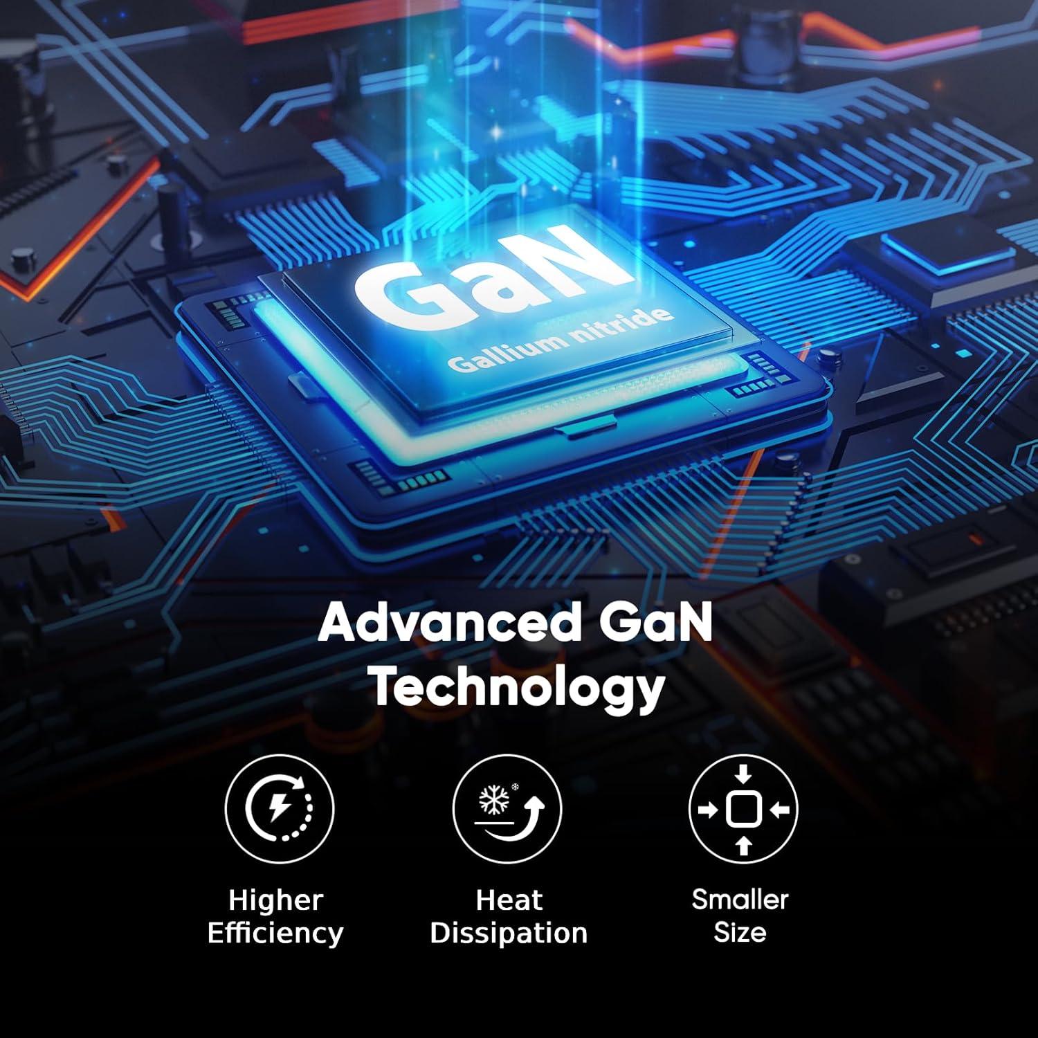 Cargador USB C 65W GaN Pro HIMAP Plegable 3 Puertos Negro