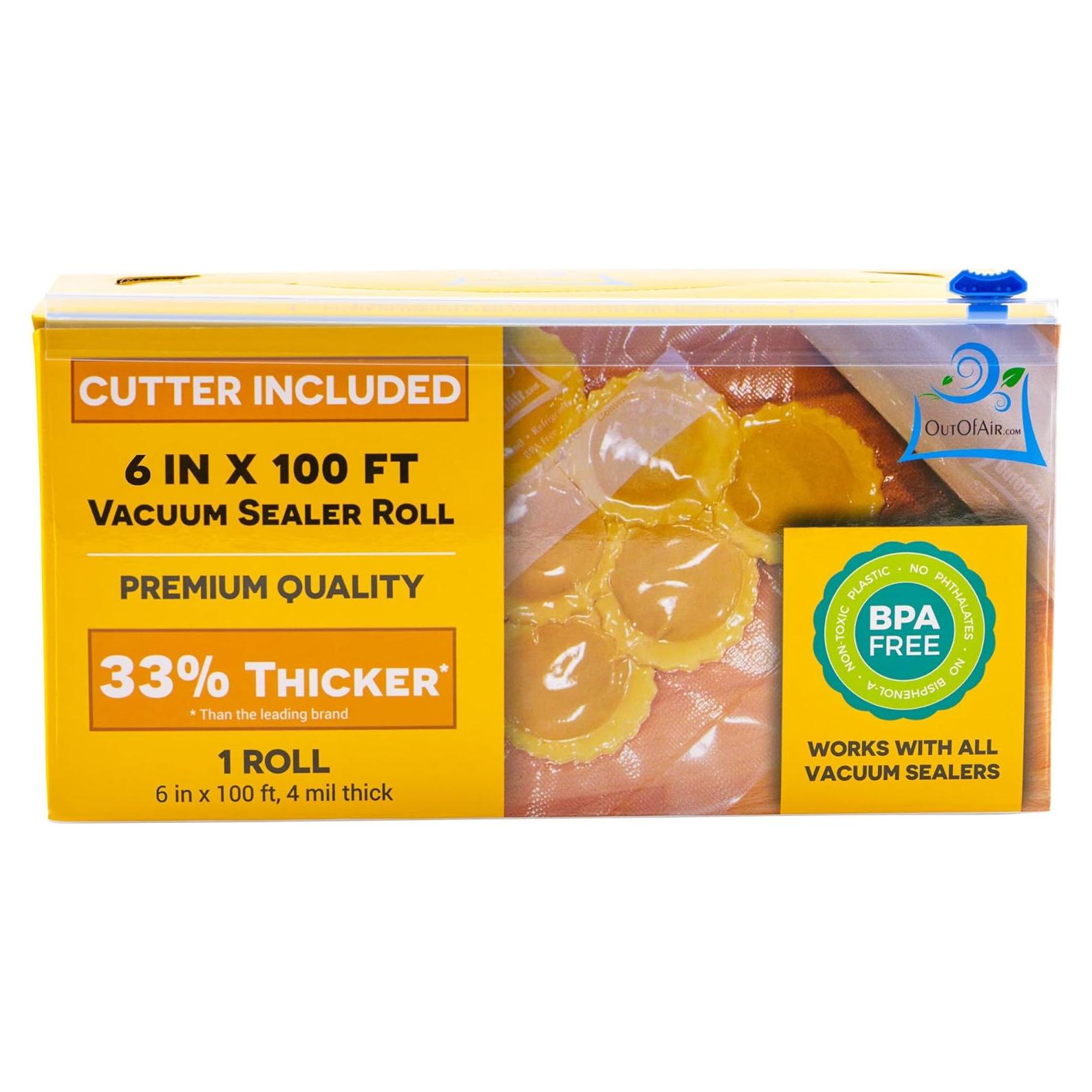 Rollos de Bolsas al Vacío OutOfAir 6" x 30.48m con Cortador