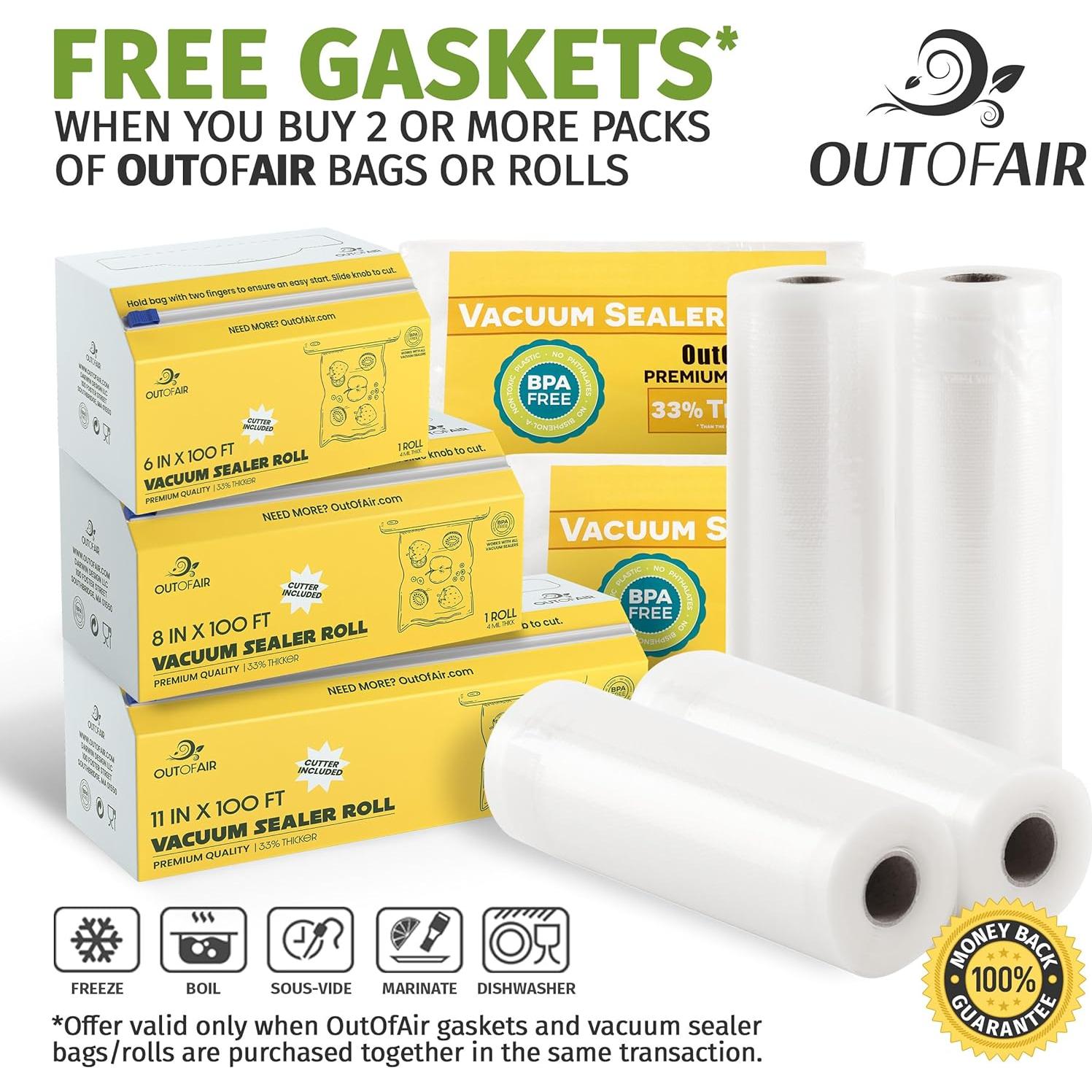 Rollos de Bolsas al Vacío OutOfAir 6" x 30.48m con Cortador