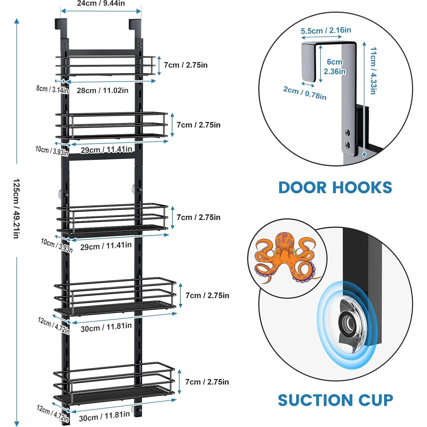 Organizador de despensa sobre puerta Purdaz 5 niveles ajustable