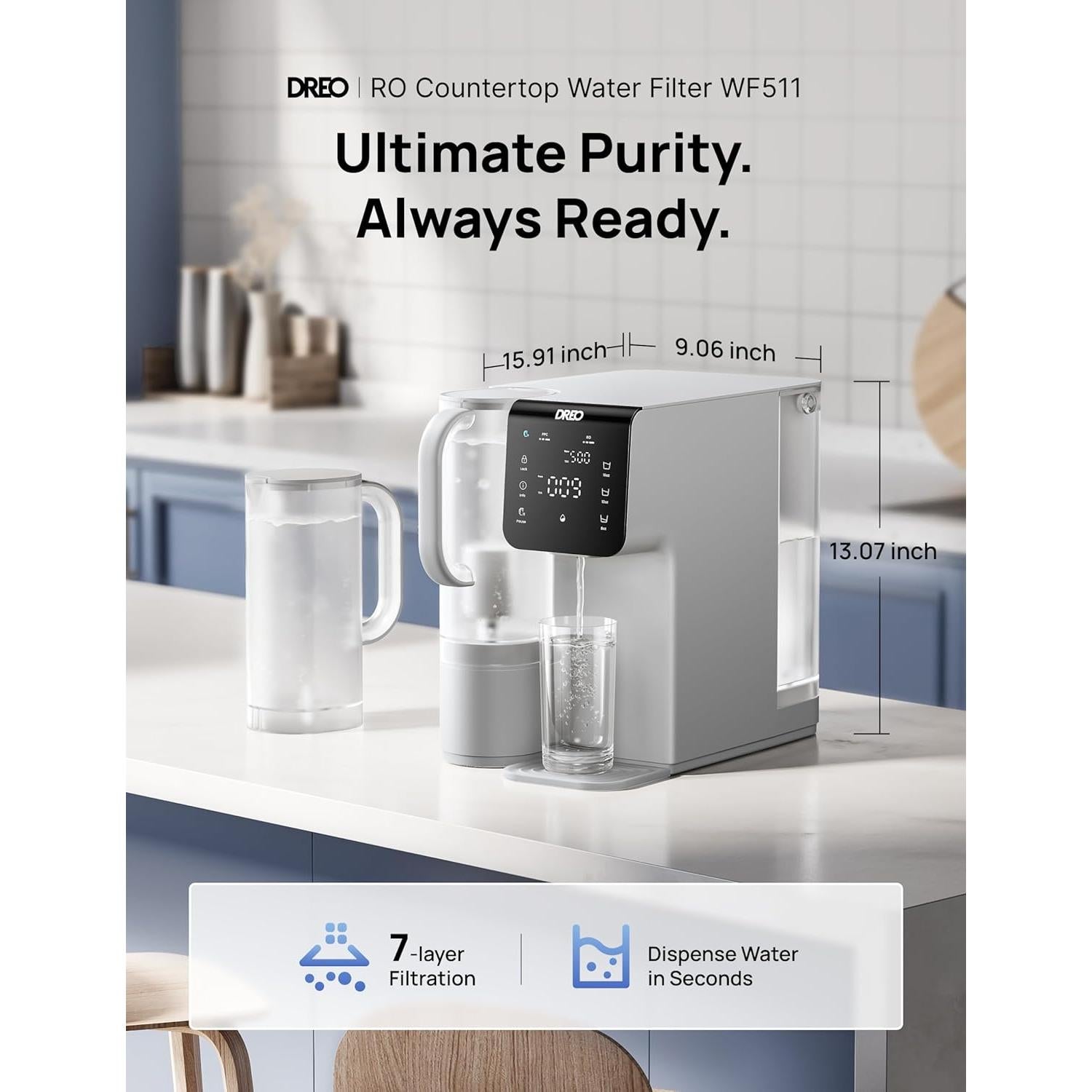 Filtro de Agua Dreo por Ósmosis Inversa 7 Etapas Gris