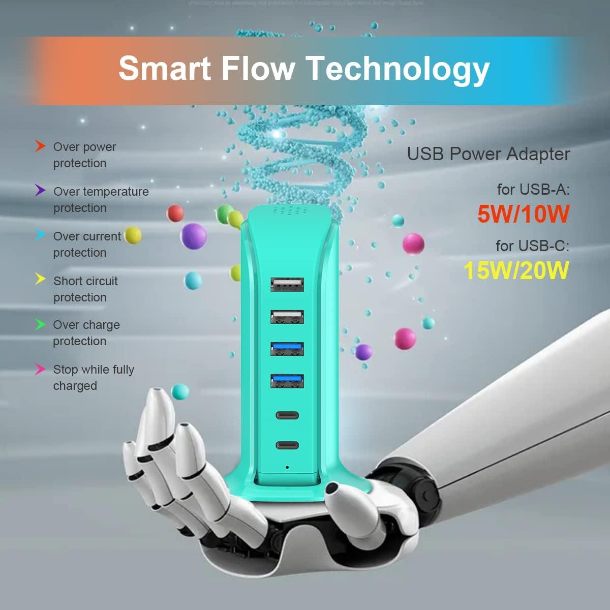 Bloque de Carga USB Upoy Y006C 6 Puertos 8A Verde