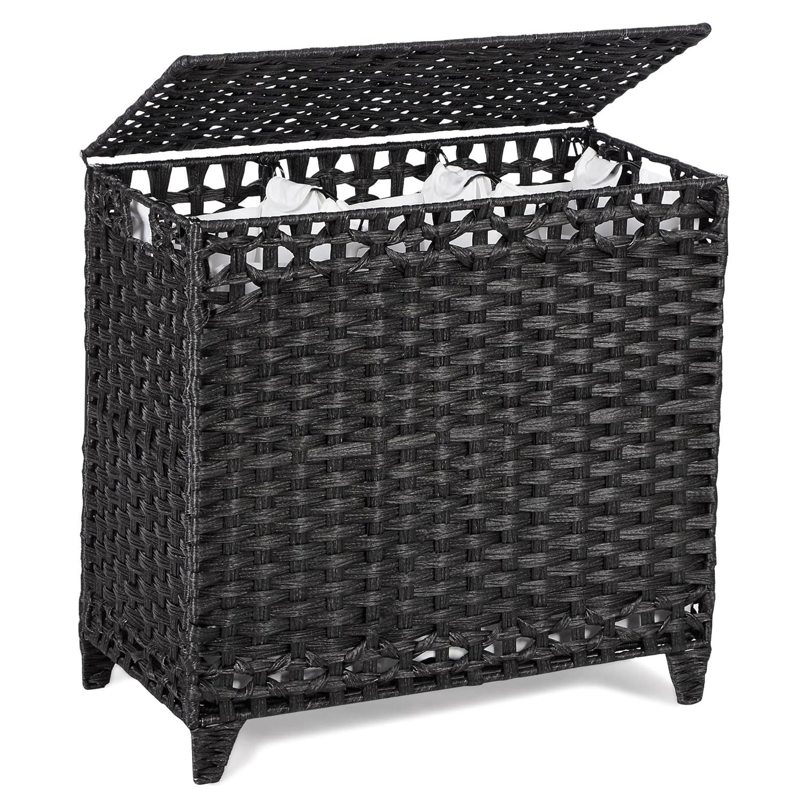 Cesta de Ropa Hermina 132L con 3 Bolsas Removibles Negra