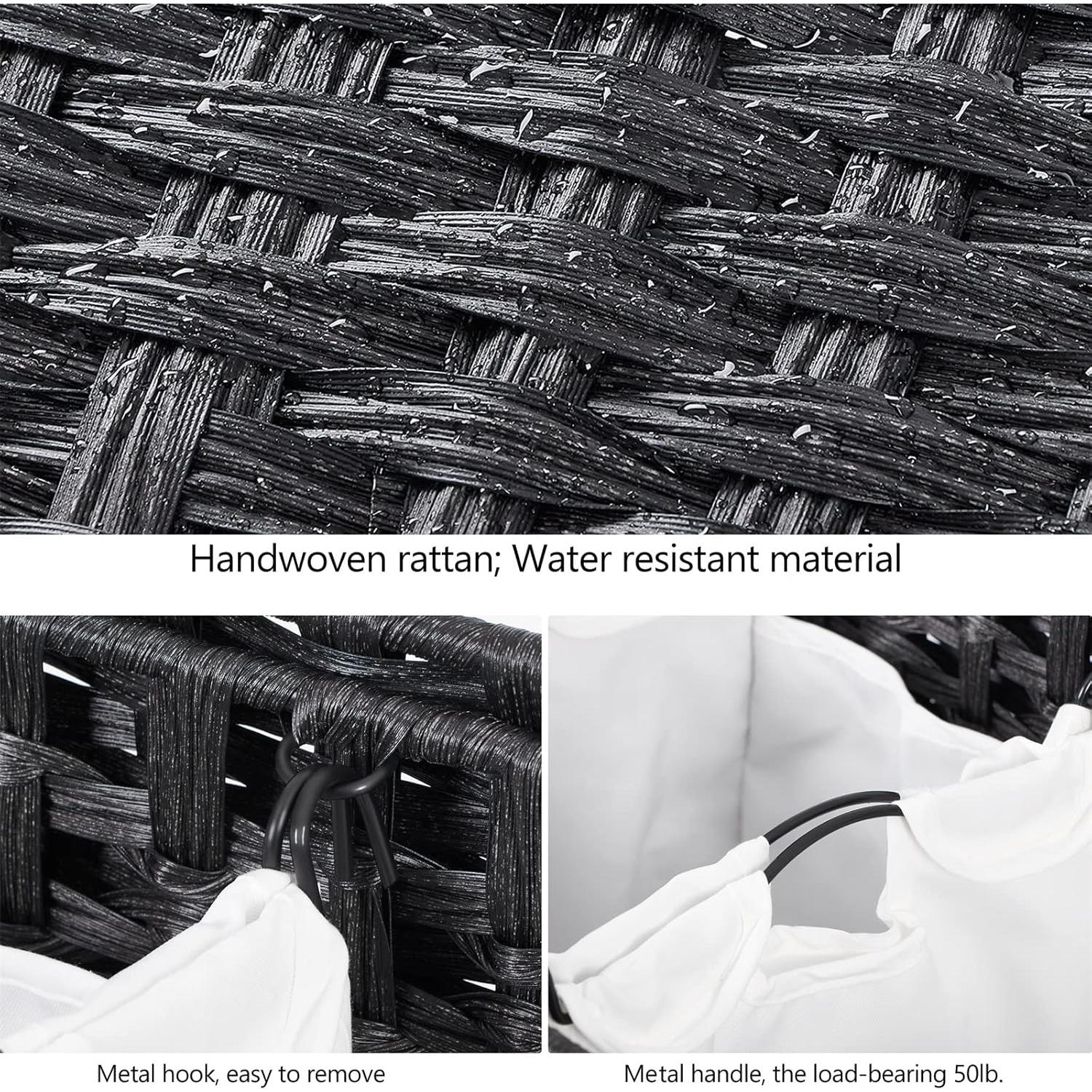 Cesta de Ropa Hermina 132L con 3 Bolsas Removibles Negra